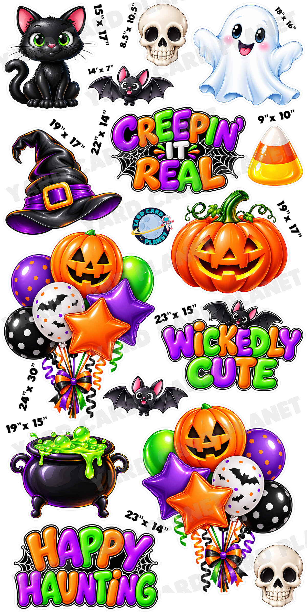 Halloween Creepin' It Real Yard Card Flair Set