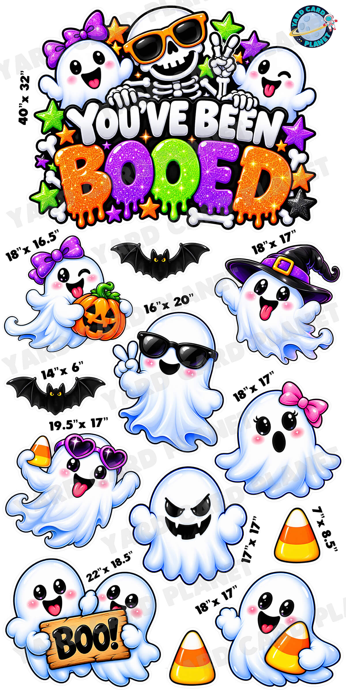 You've Been Booed Spooky Cute Ghosts Halloween EZ Quick Sign and Yard Card Flair Set
