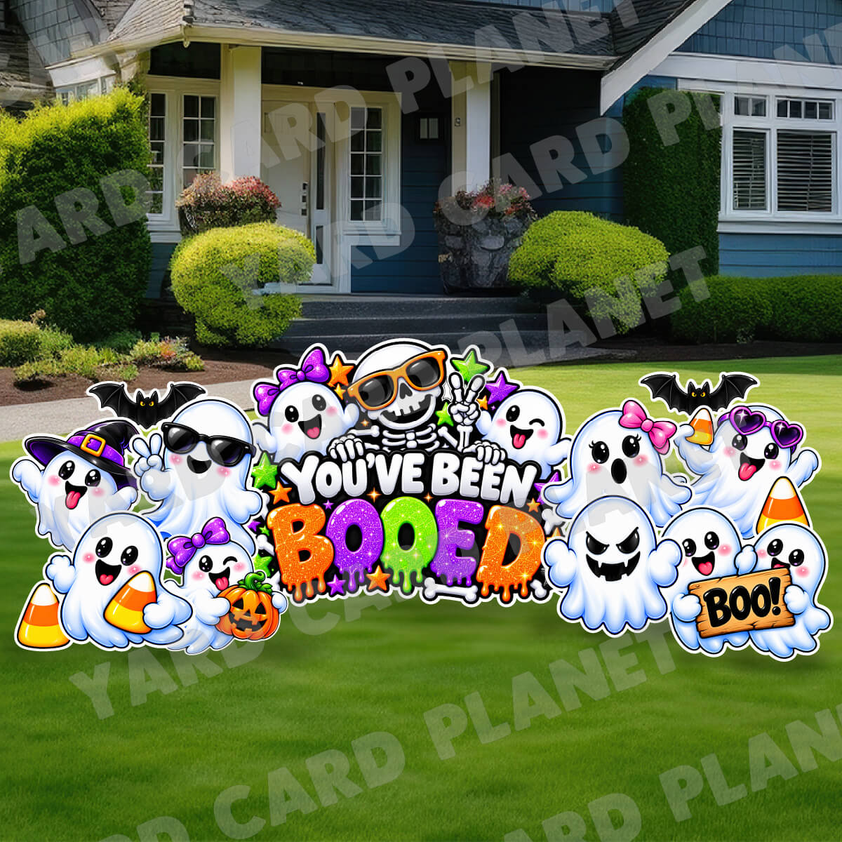 You've Been Booed Spooky Cute Ghosts Halloween EZ Quick Sign and Yard Card Flair Set