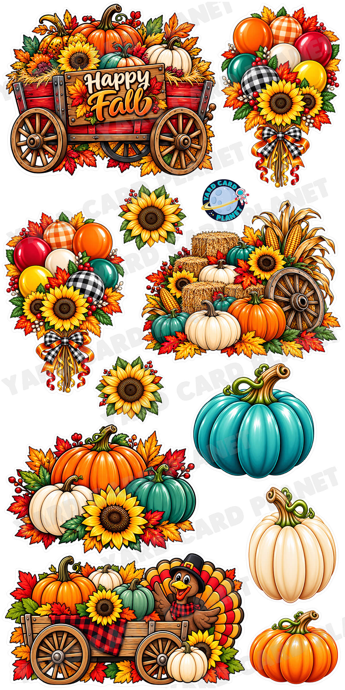 Happy Fall Hayride Yard Card Flair Set