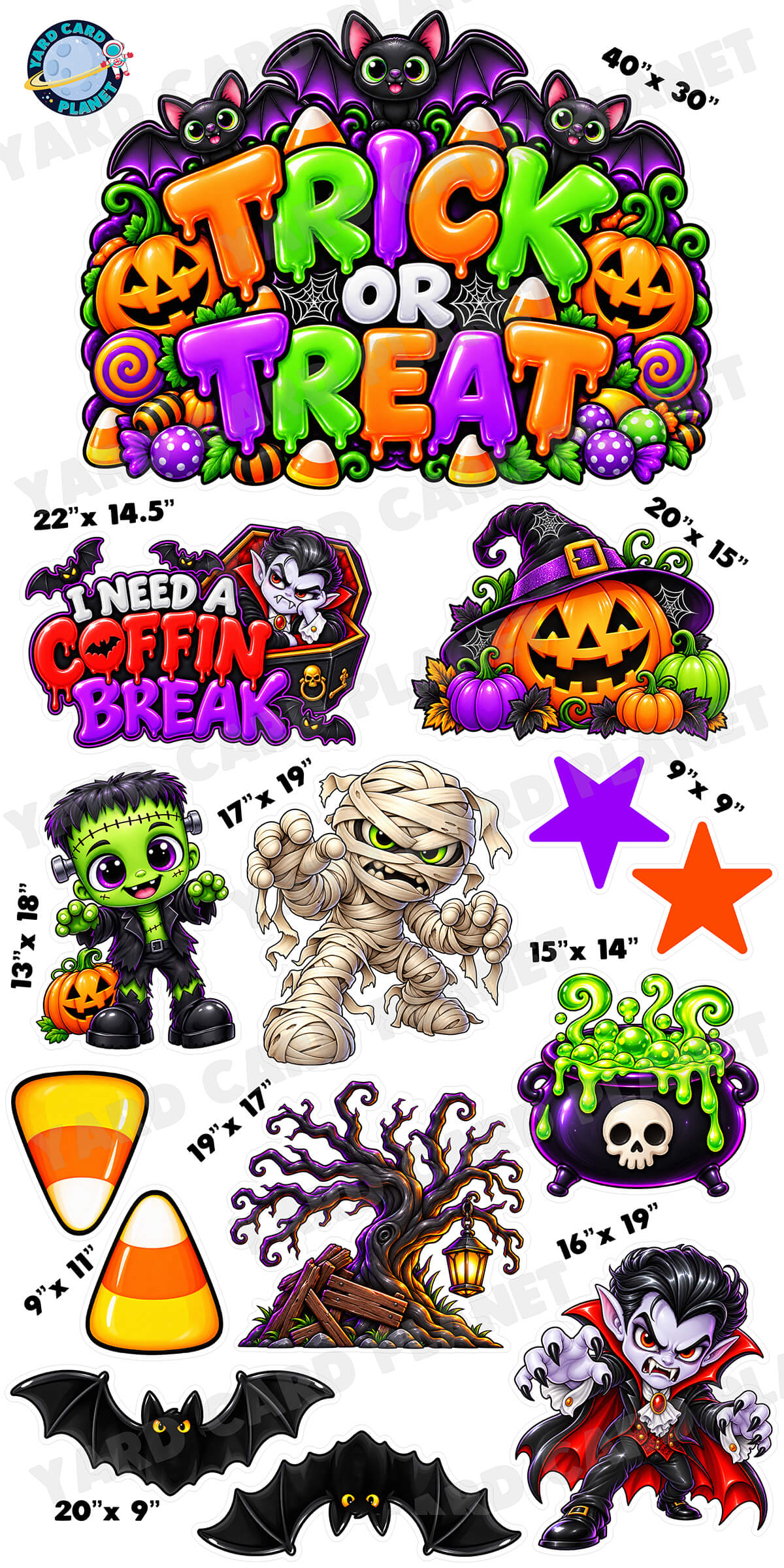 Trick or Treat Halloween EZ Quick Sign and Yard Card Flair Set