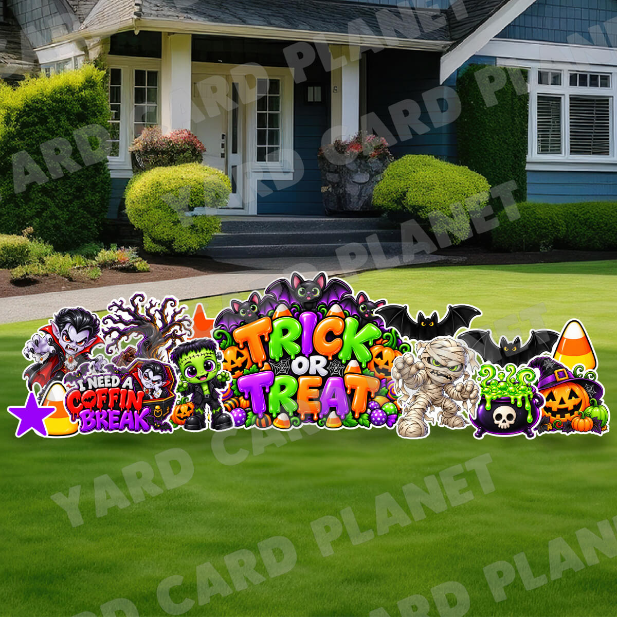 Trick or Treat Halloween EZ Quick Sign and Yard Card Flair Set