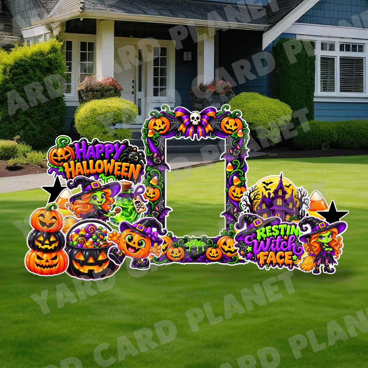 Happy Halloween EZ Quick Frame and Yard Card Flair Set