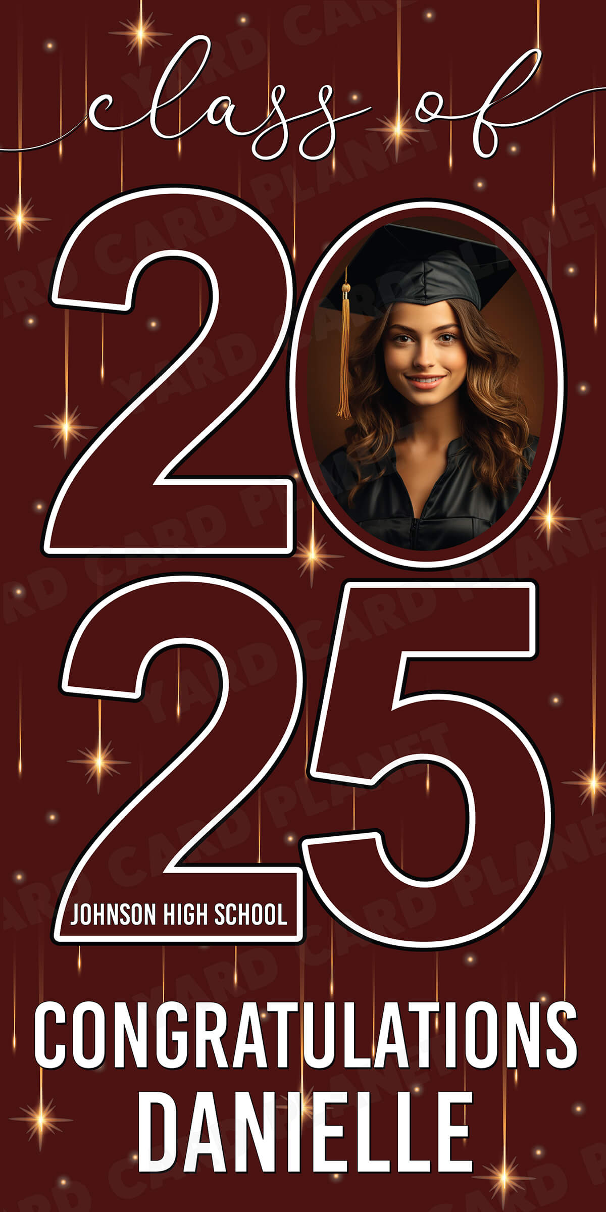 Class of 2025 Graduation Congratulations Vertical Vinyl Banner (Available in Multiple Colors and Sizes)