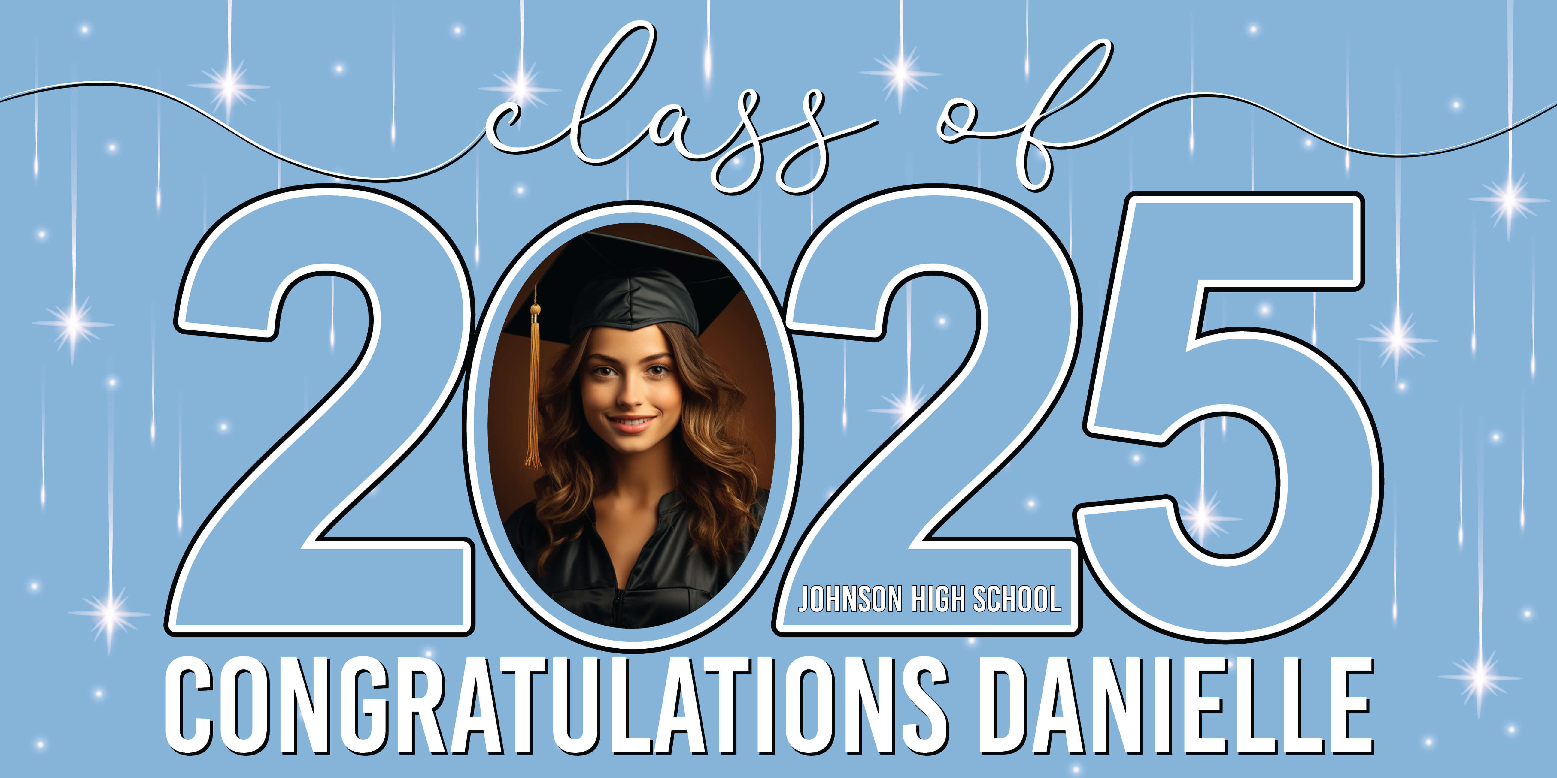 Class of 2025 Graduation Congratulations Horizontal Vinyl Banner (Available in Multiple Colors and Sizes)