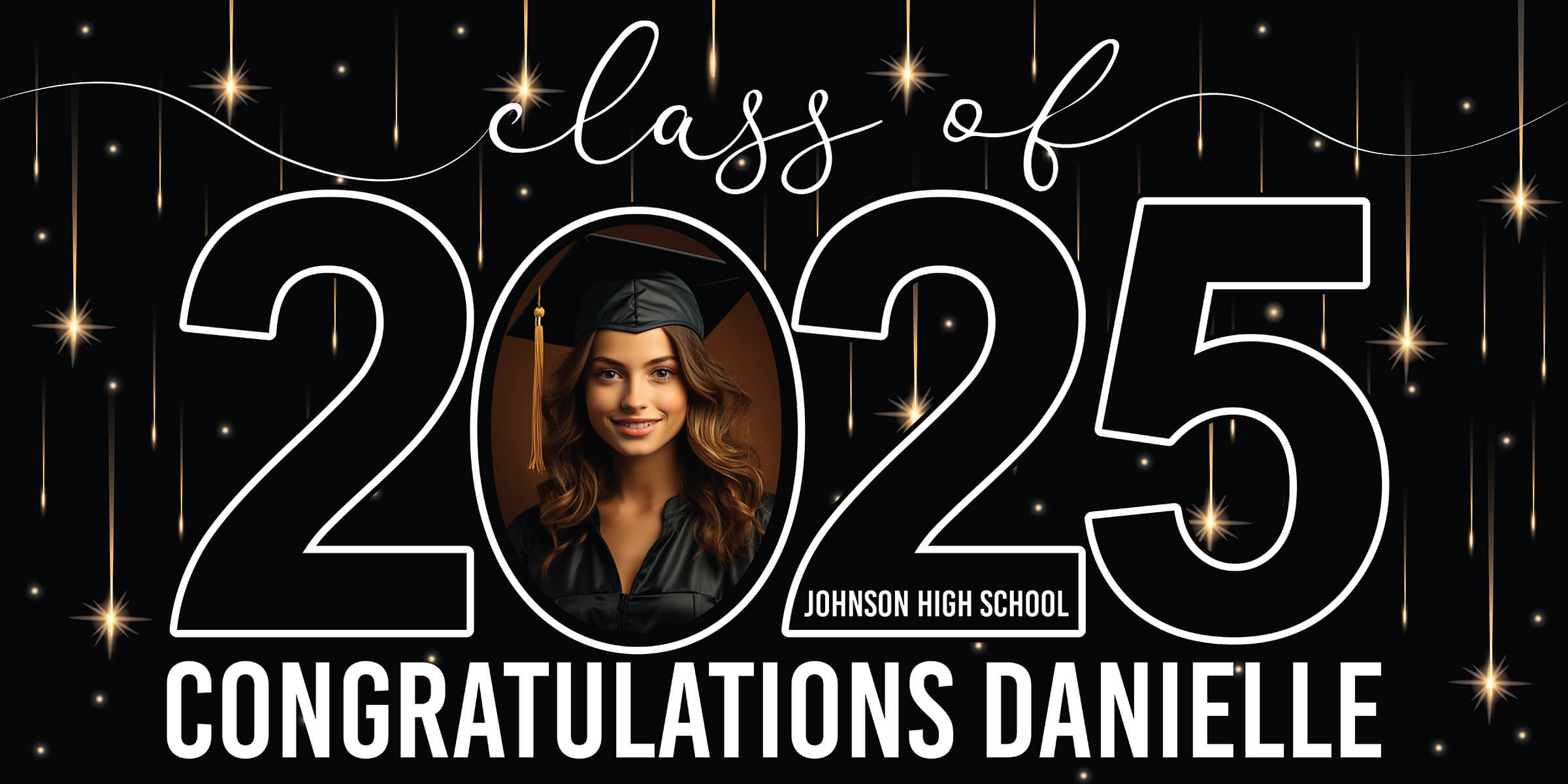 Class of 2025 Graduation Congratulations Horizontal Vinyl Banner (Available in Multiple Colors and Sizes)