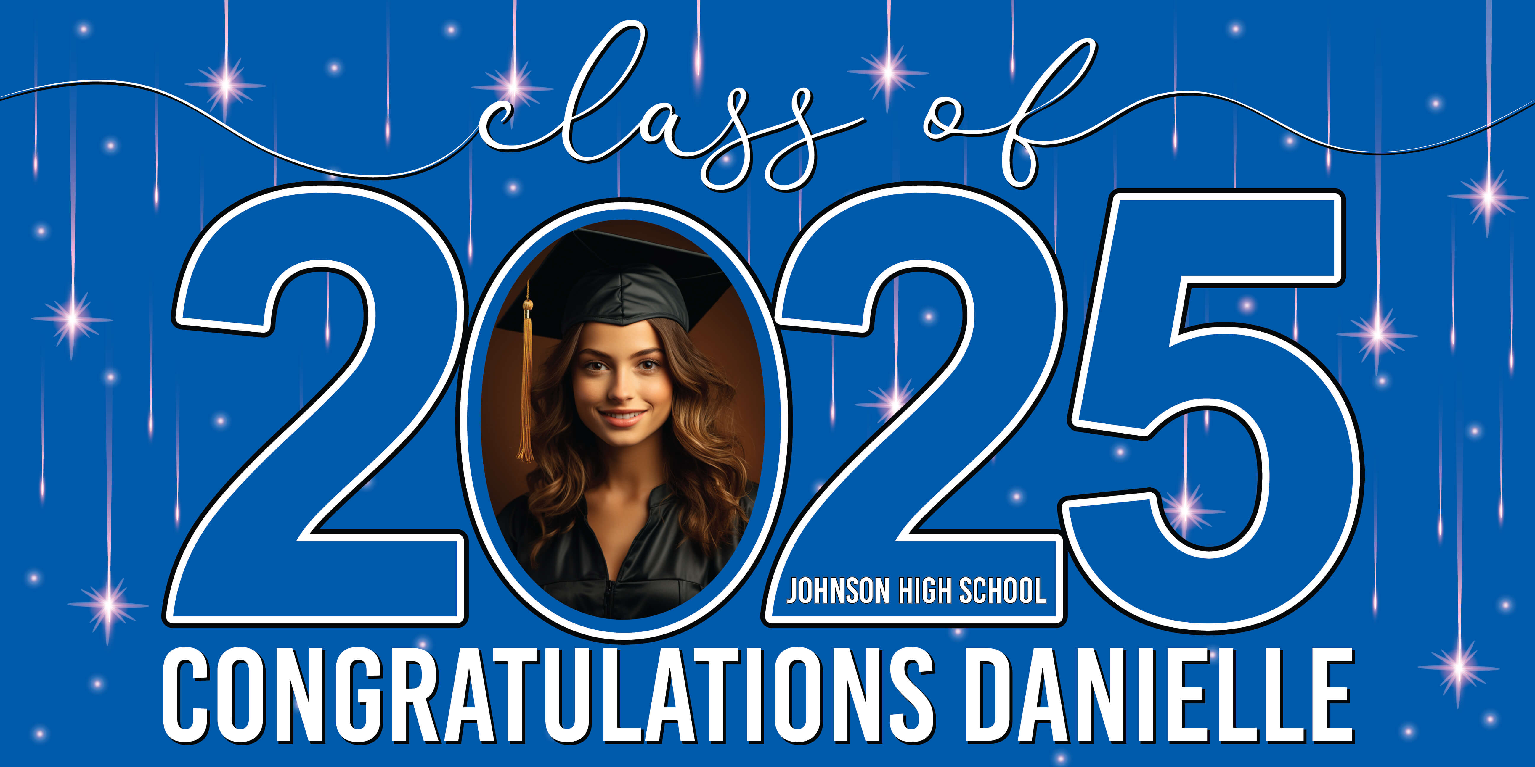 Class of 2025 Graduation Congratulations Horizontal Vinyl Banner (Available in Multiple Colors and Sizes)