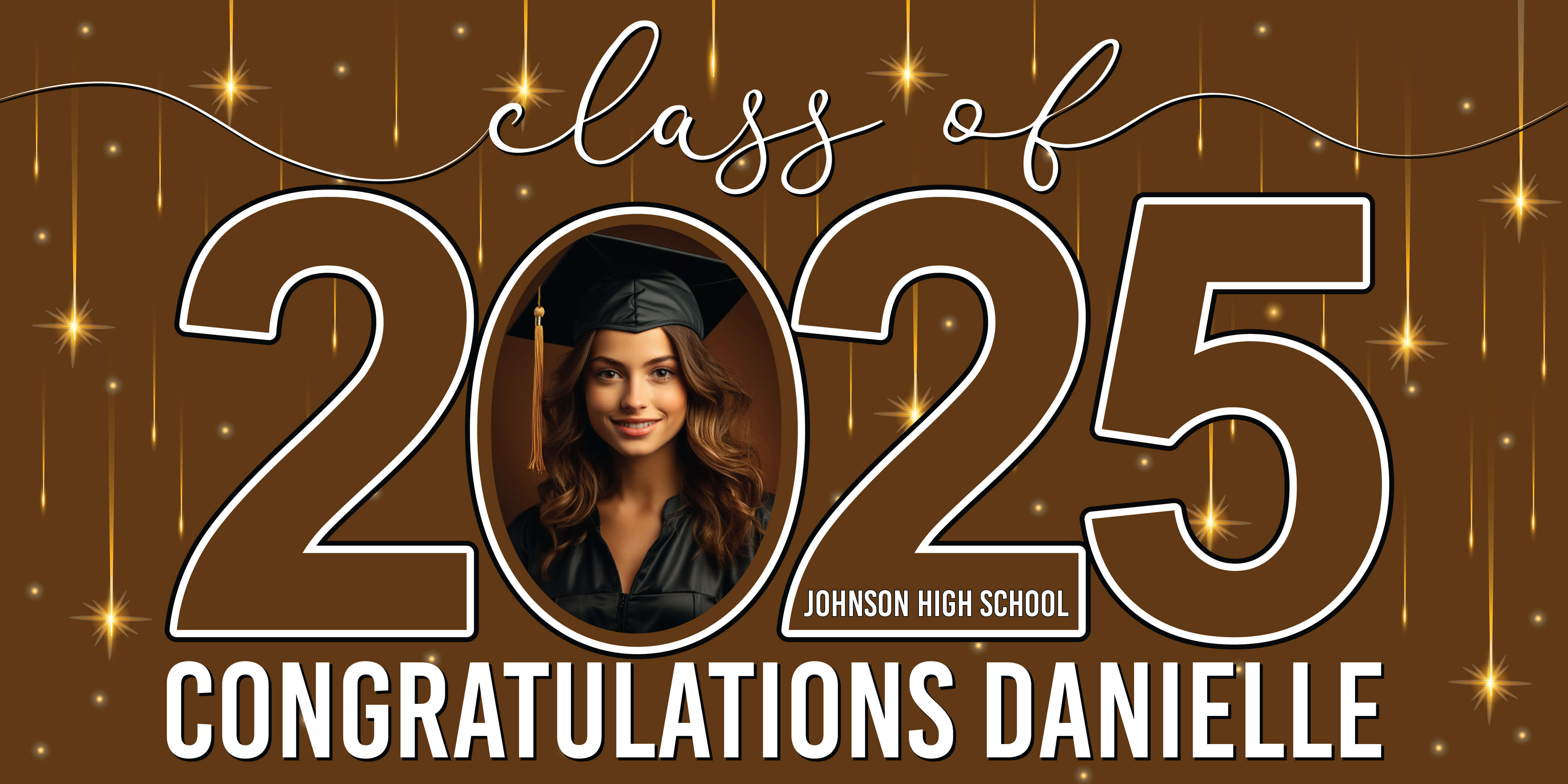 Class of 2025 Graduation Congratulations Horizontal Vinyl Banner (Available in Multiple Colors and Sizes)