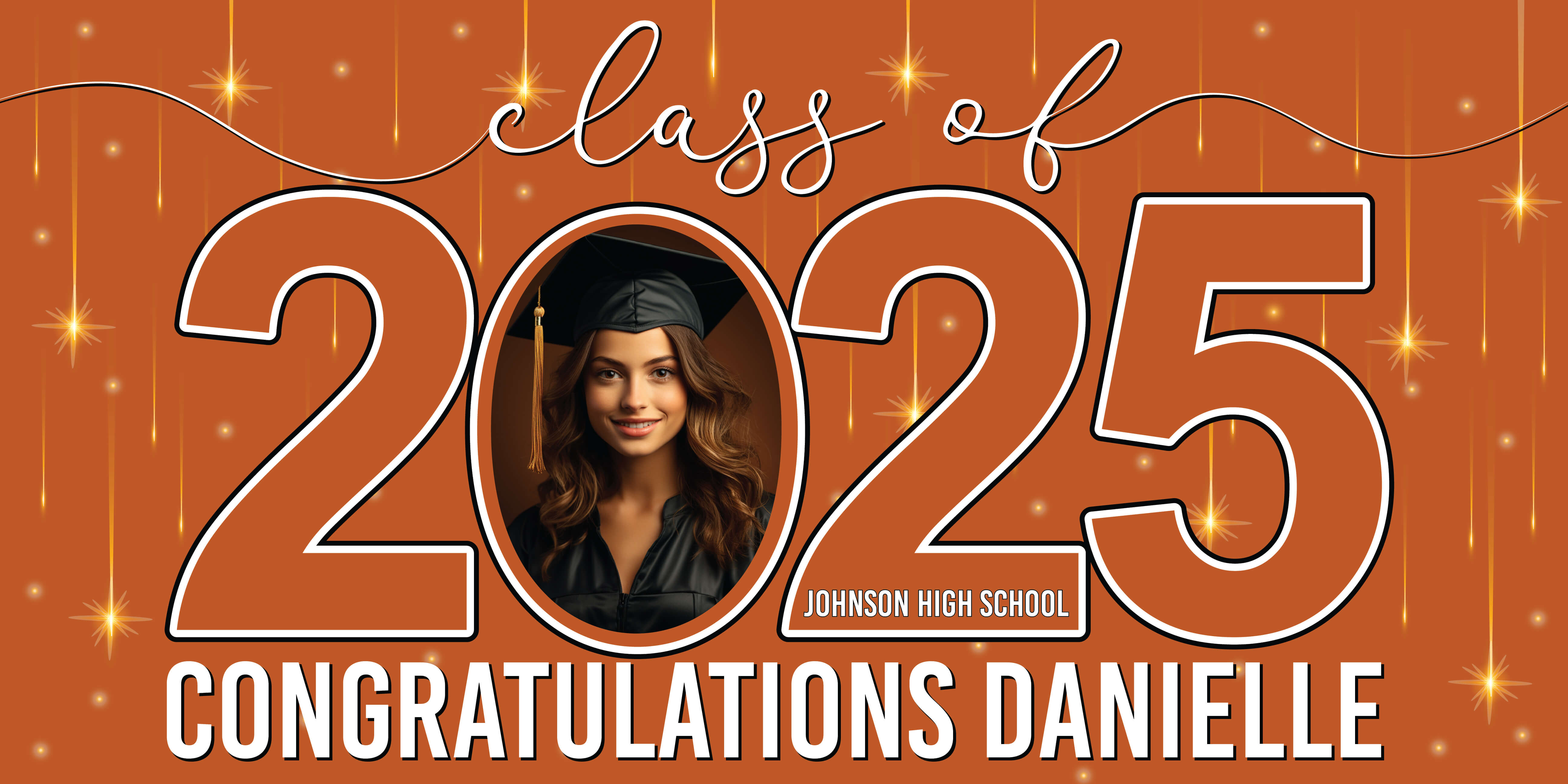 Class of 2025 Graduation Congratulations Horizontal Vinyl Banner (Available in Multiple Colors and Sizes)