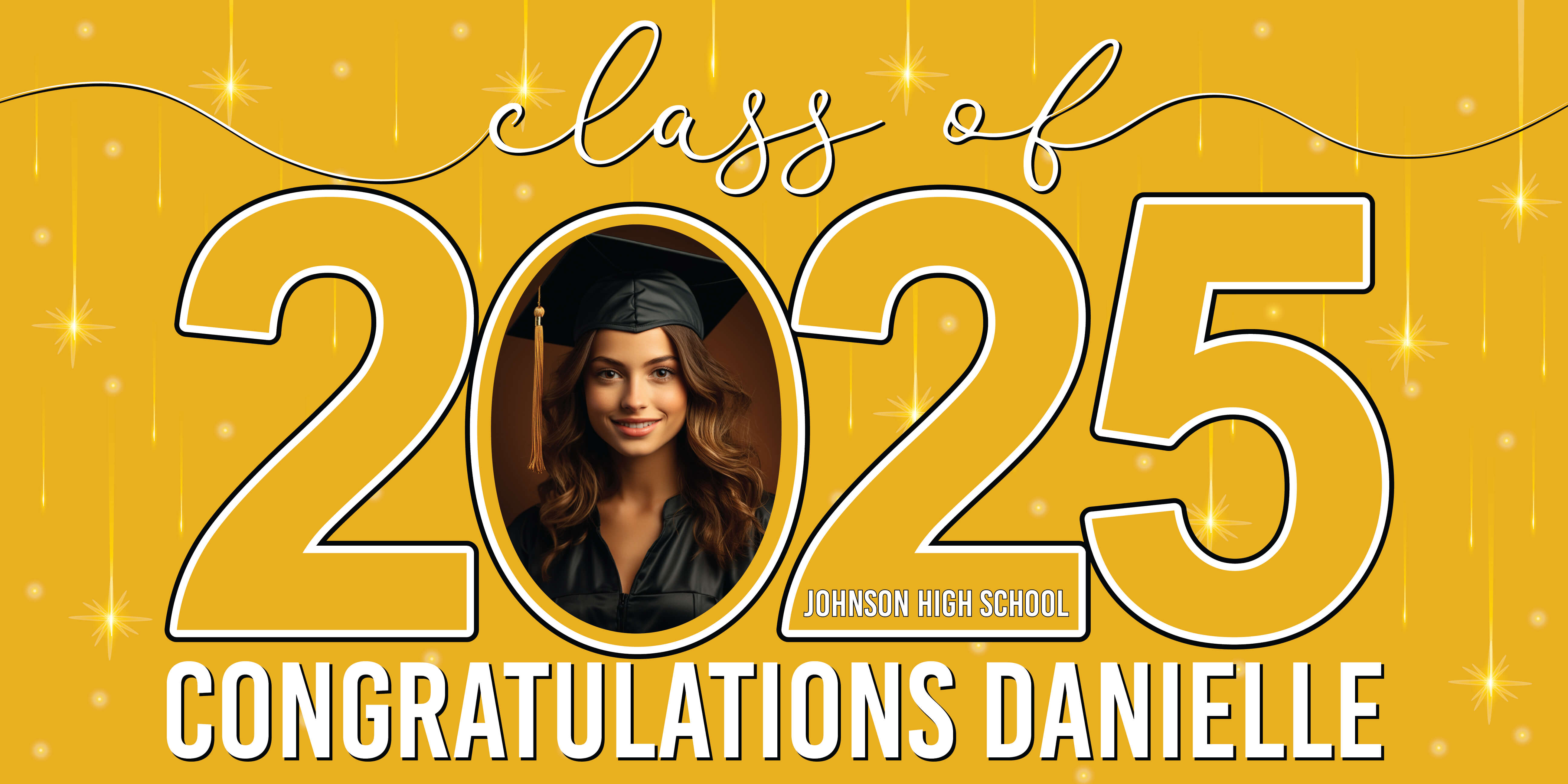 Class of 2025 Graduation Congratulations Horizontal Vinyl Banner (Available in Multiple Colors and Sizes)