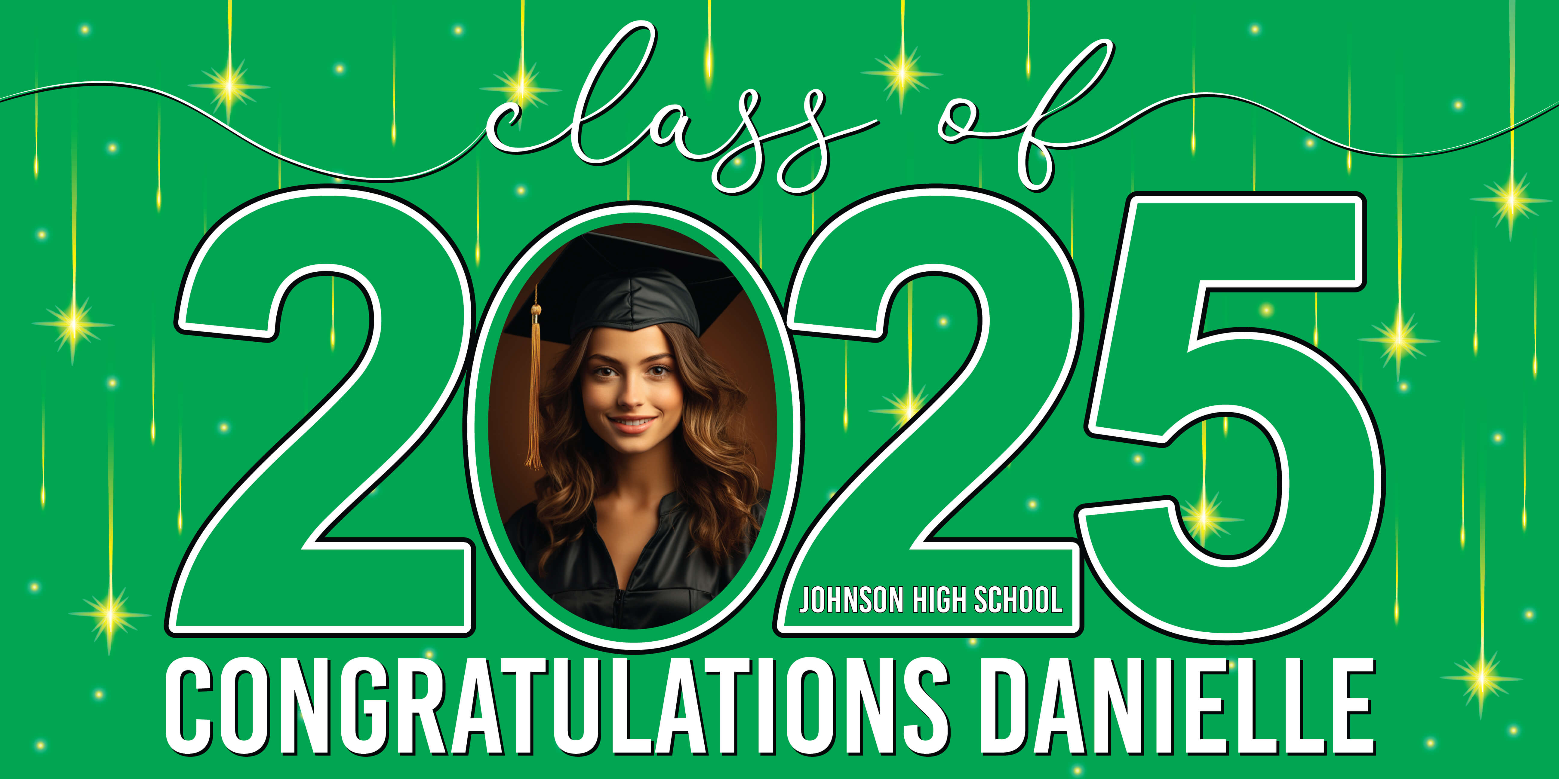Class of 2025 Graduation Congratulations Horizontal Vinyl Banner (Available in Multiple Colors and Sizes)