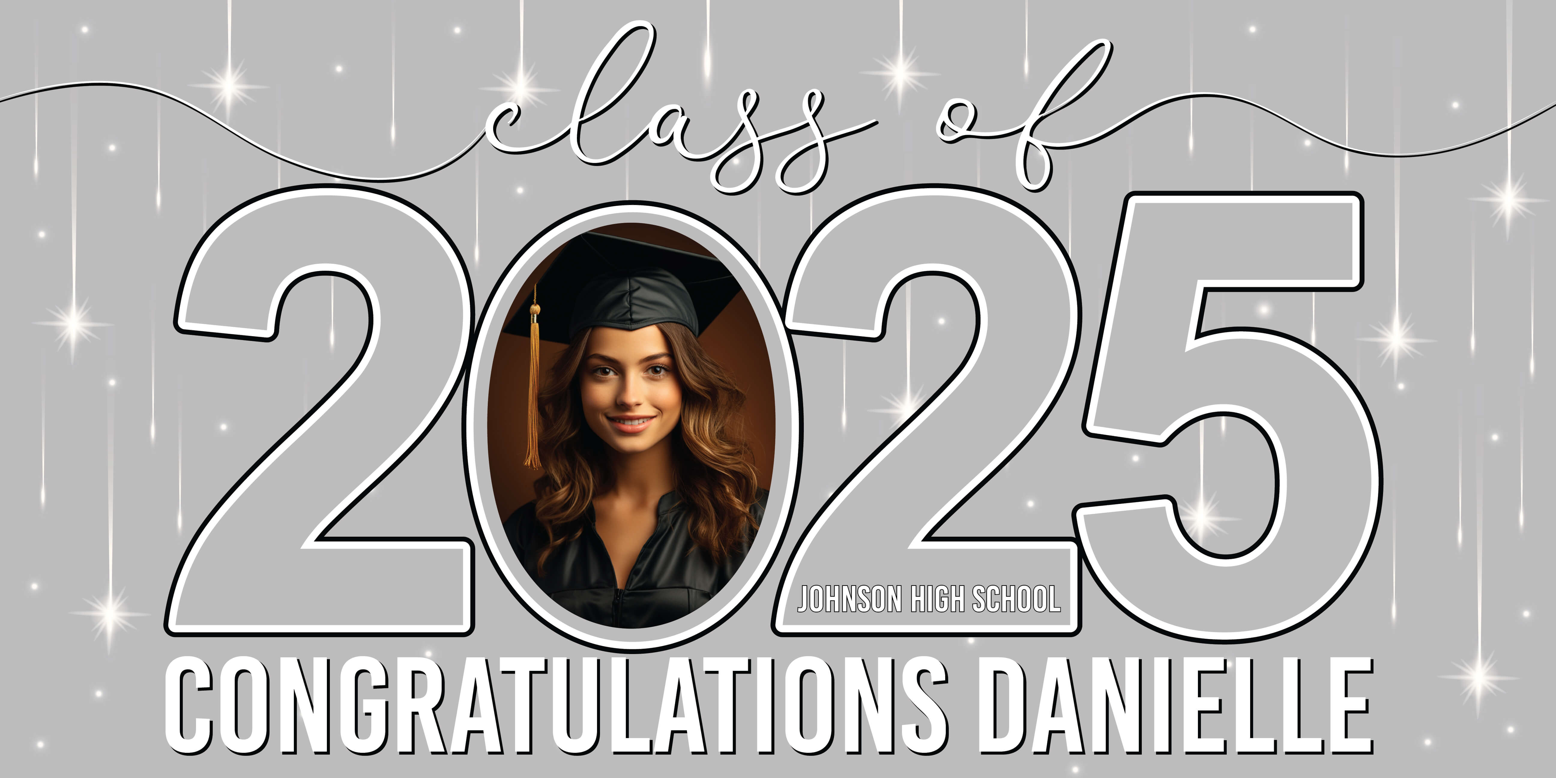 Class of 2025 Graduation Congratulations Horizontal Vinyl Banner (Available in Multiple Colors and Sizes)