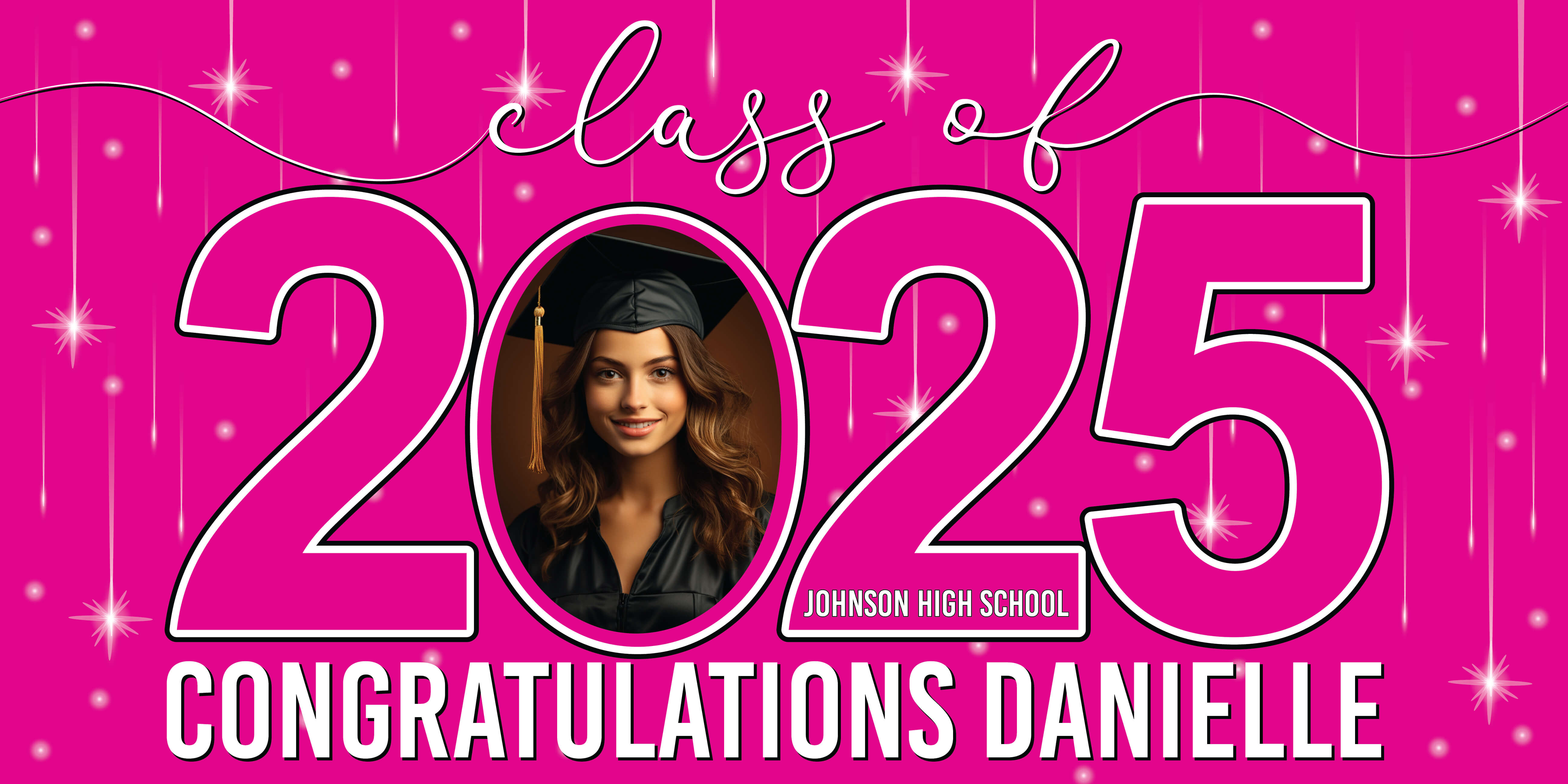 Class of 2025 Graduation Congratulations Horizontal Vinyl Banner (Available in Multiple Colors and Sizes)