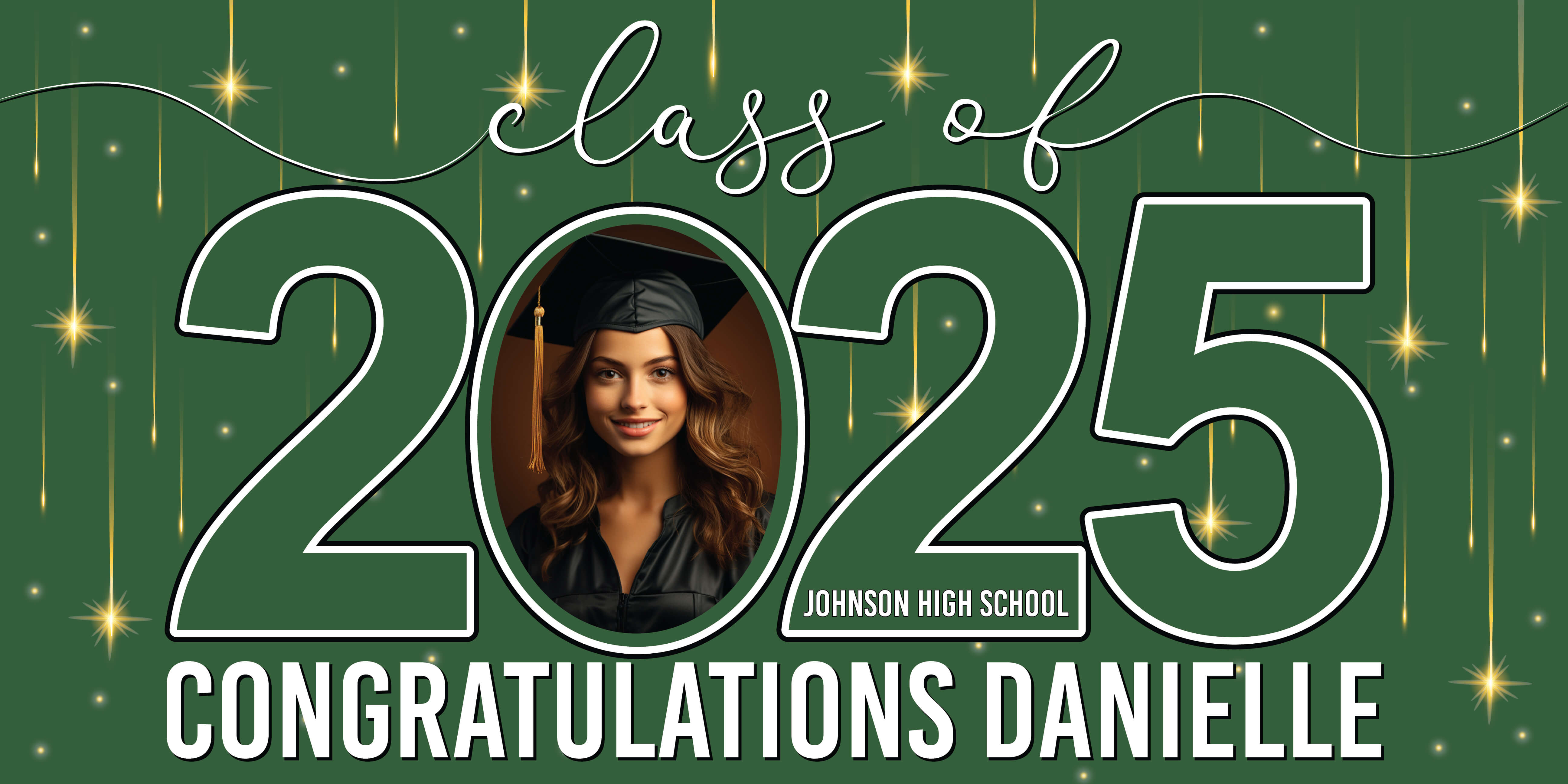 Class of 2025 Graduation Congratulations Horizontal Vinyl Banner (Available in Multiple Colors and Sizes)