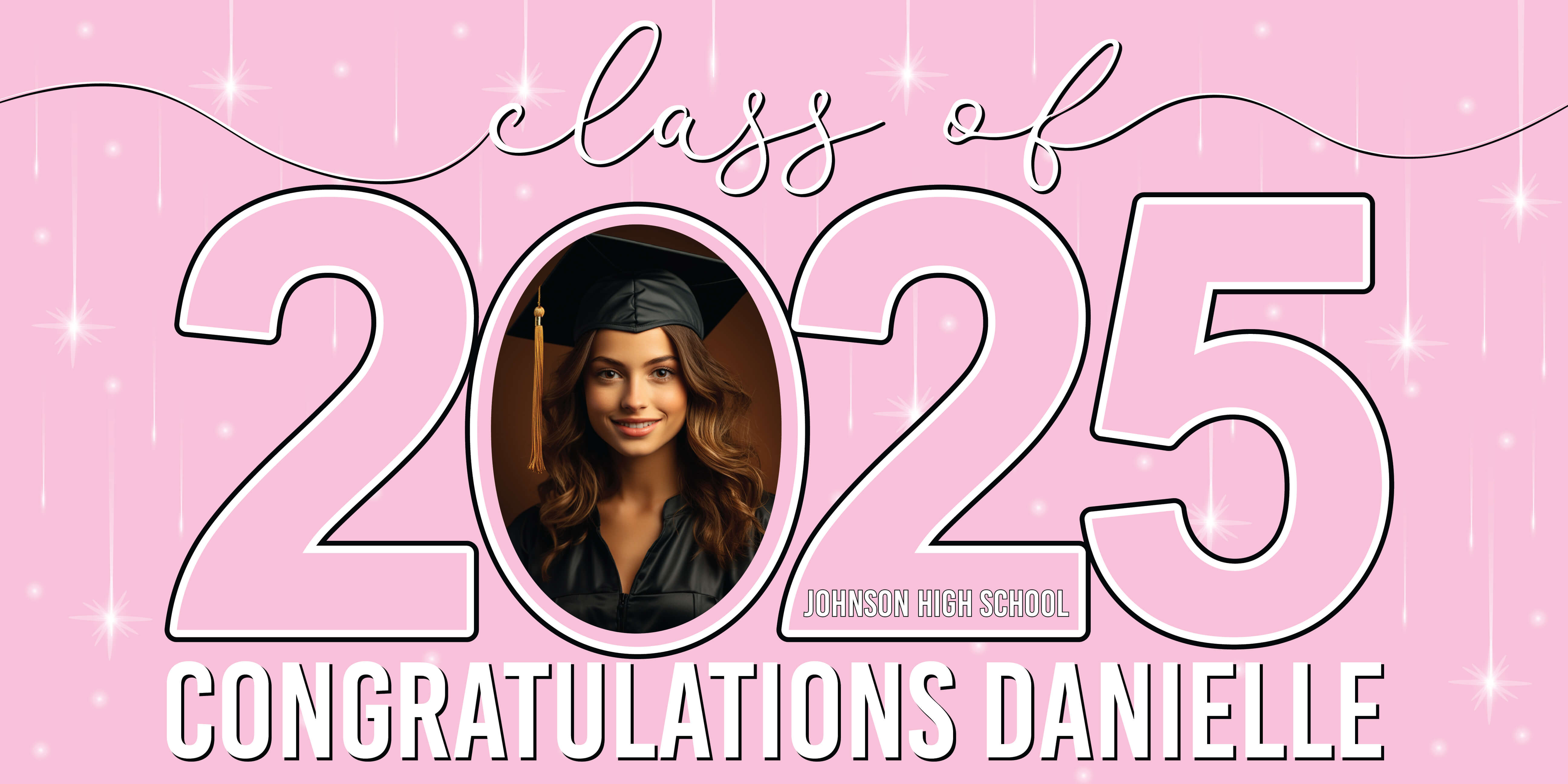 Class of 2025 Graduation Congratulations Horizontal Vinyl Banner (Available in Multiple Colors and Sizes)