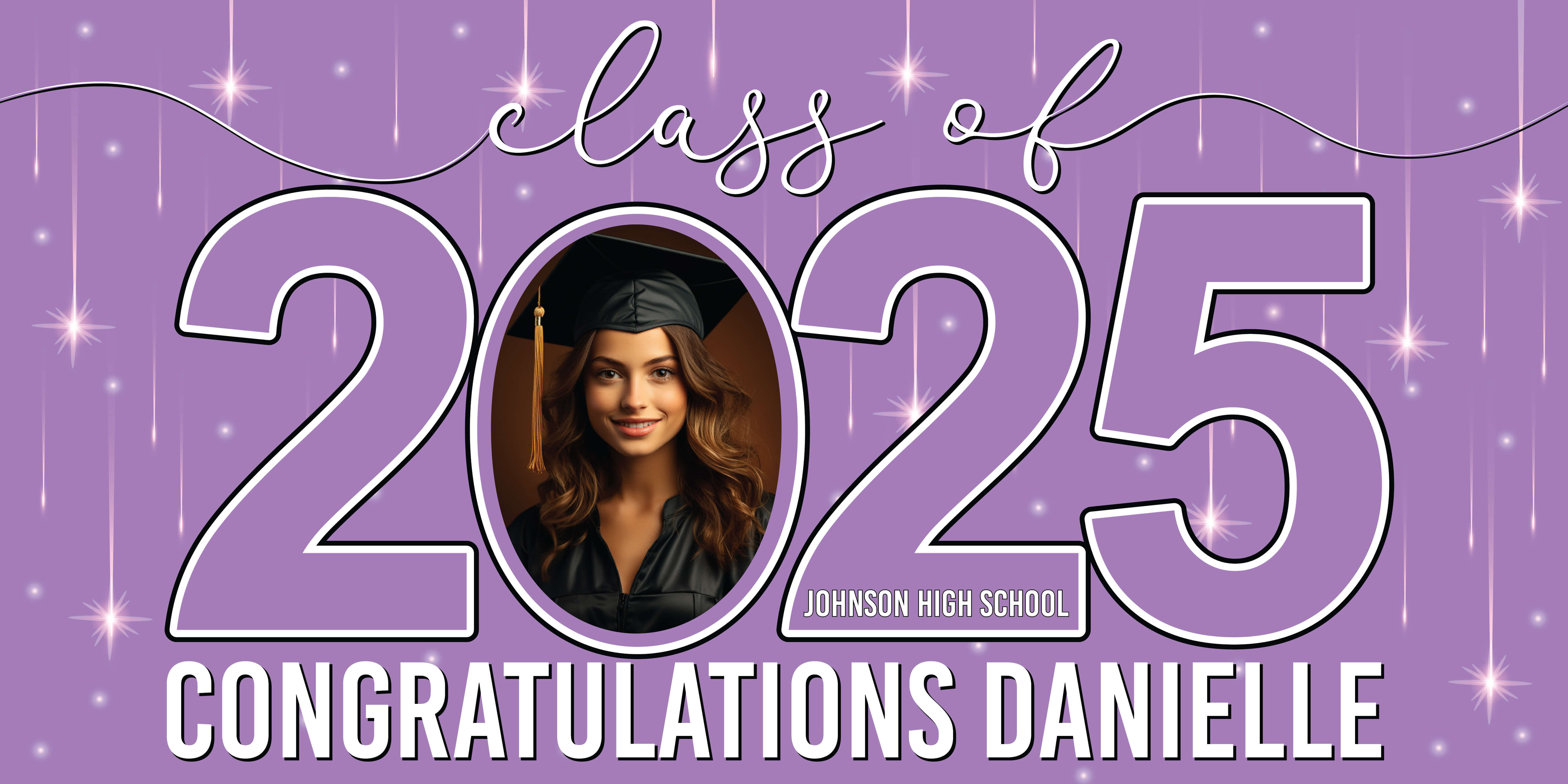 Class of 2025 Graduation Congratulations Horizontal Vinyl Banner (Available in Multiple Colors and Sizes)