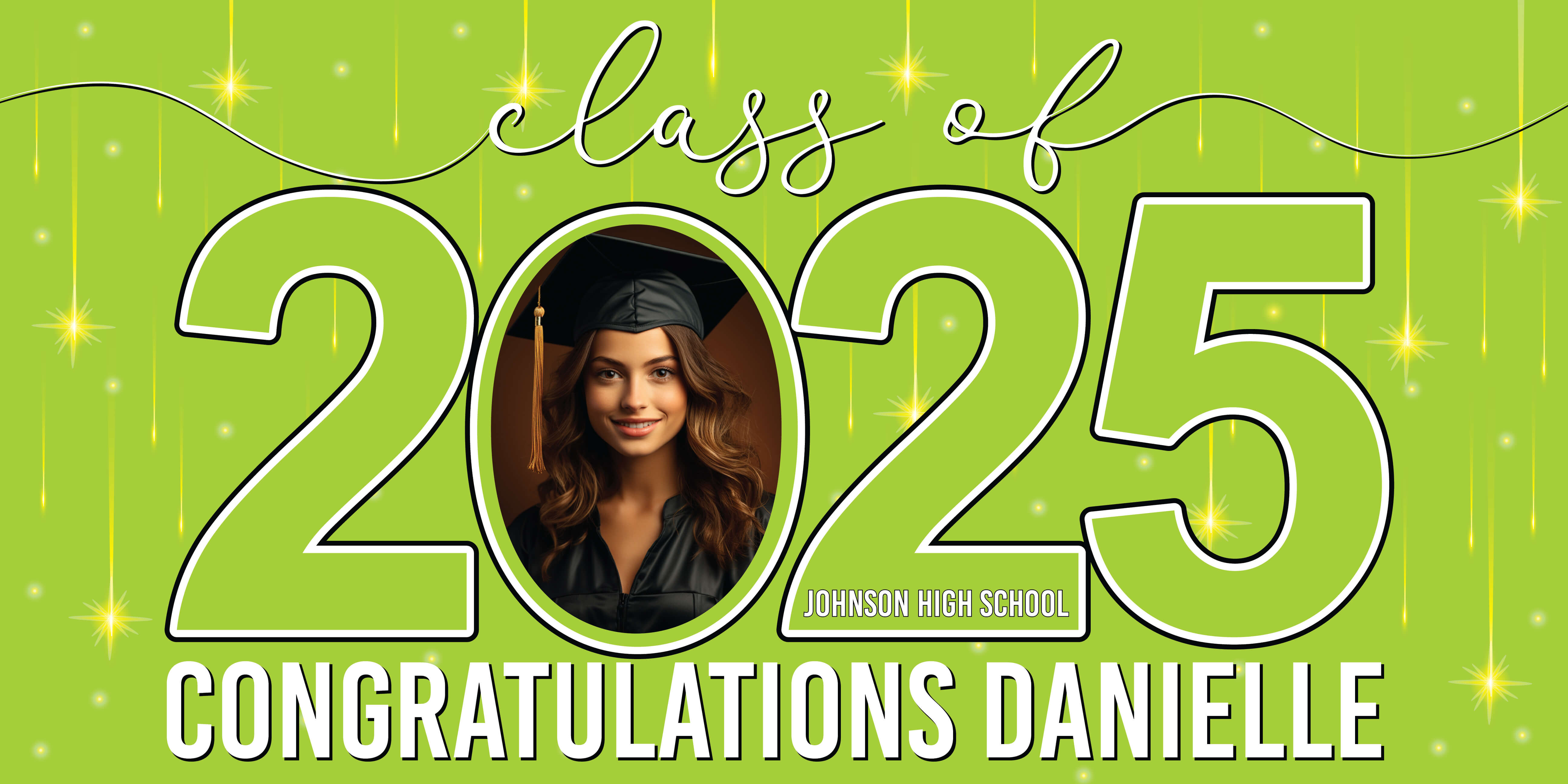 Class of 2025 Graduation Congratulations Horizontal Vinyl Banner (Available in Multiple Colors and Sizes)