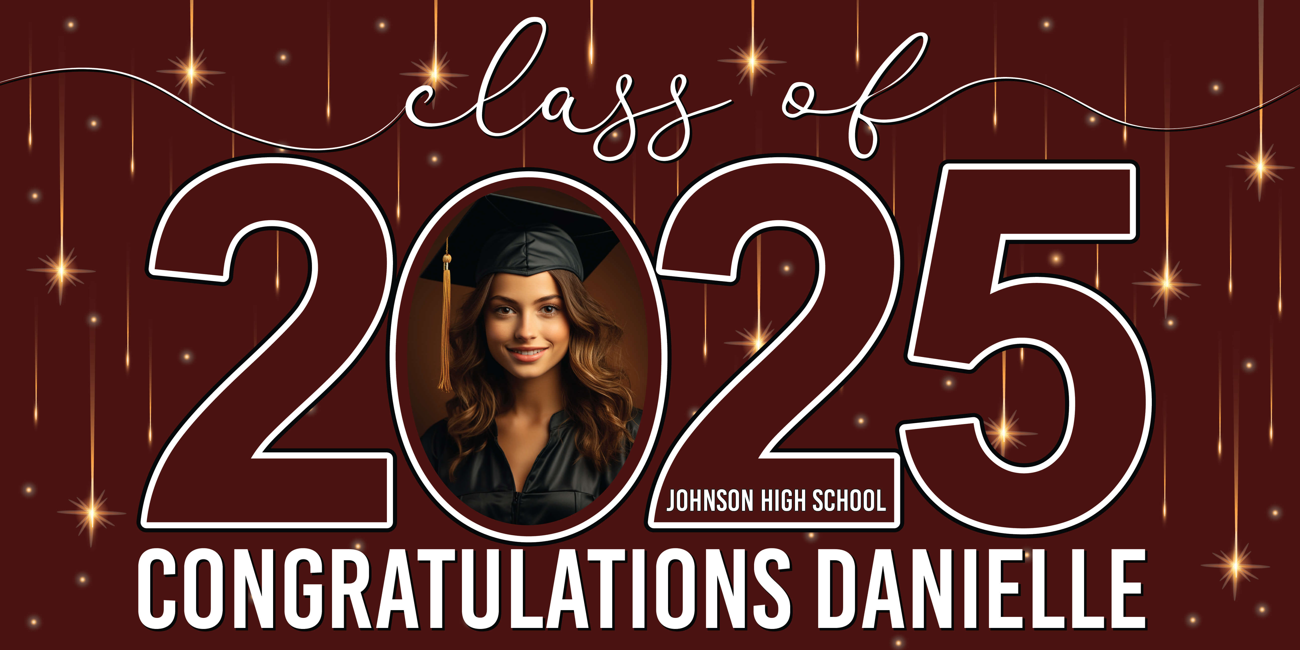 Class of 2025 Graduation Congratulations Horizontal Vinyl Banner (Available in Multiple Colors and Sizes)