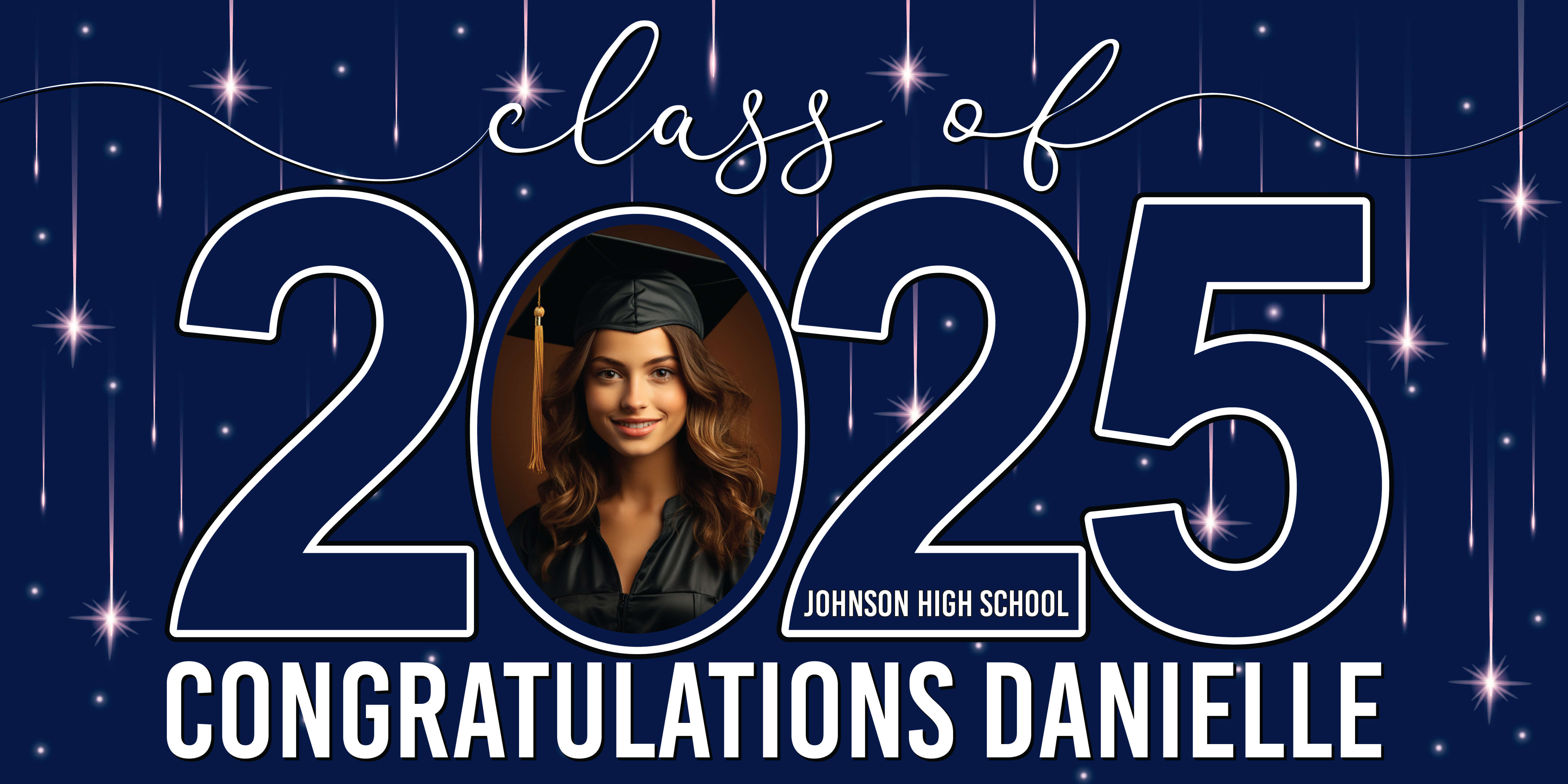 Class of 2025 Graduation Congratulations Horizontal Vinyl Banner (Available in Multiple Colors and Sizes)