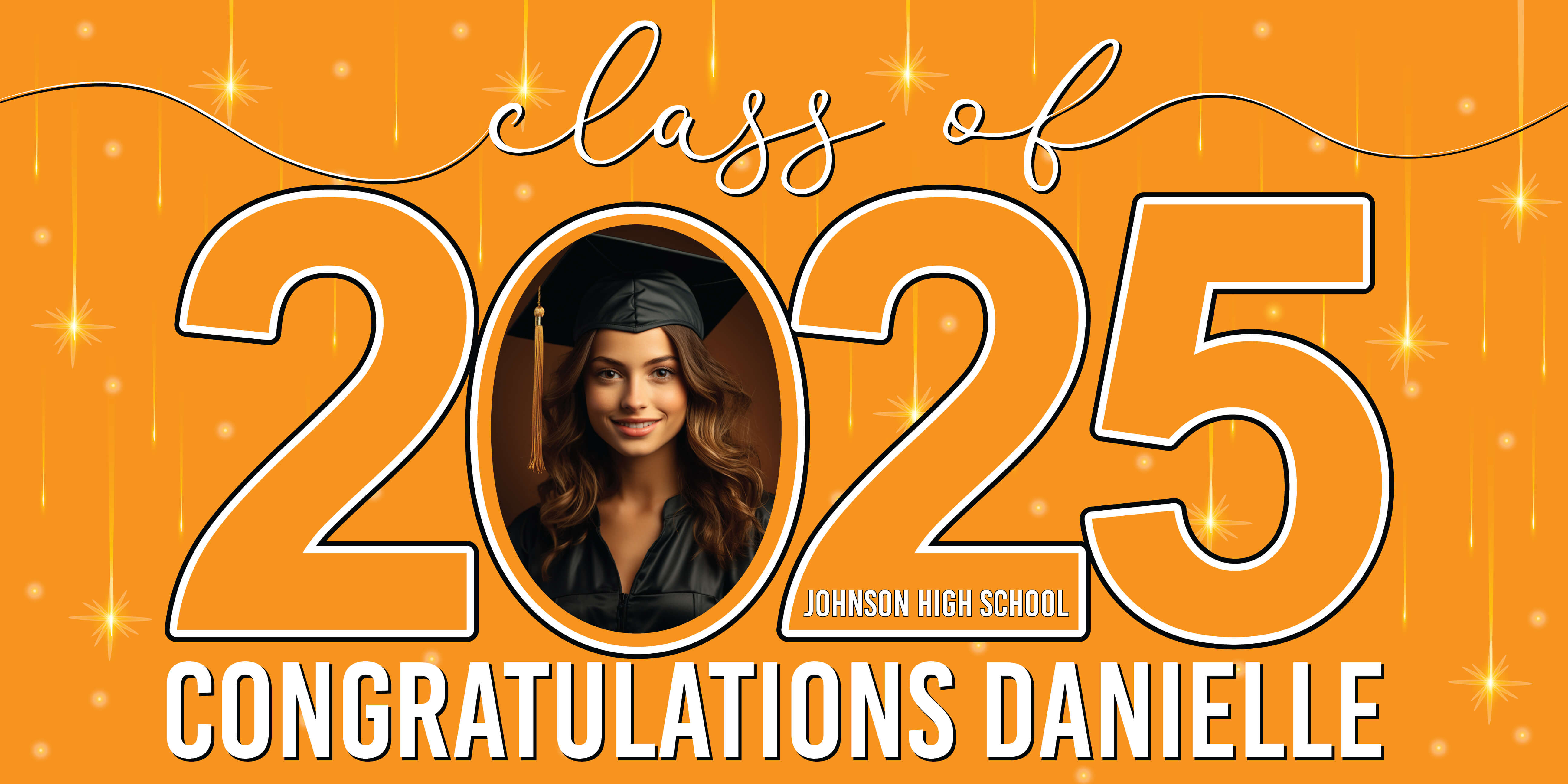 Class of 2025 Graduation Congratulations Horizontal Vinyl Banner (Available in Multiple Colors and Sizes)