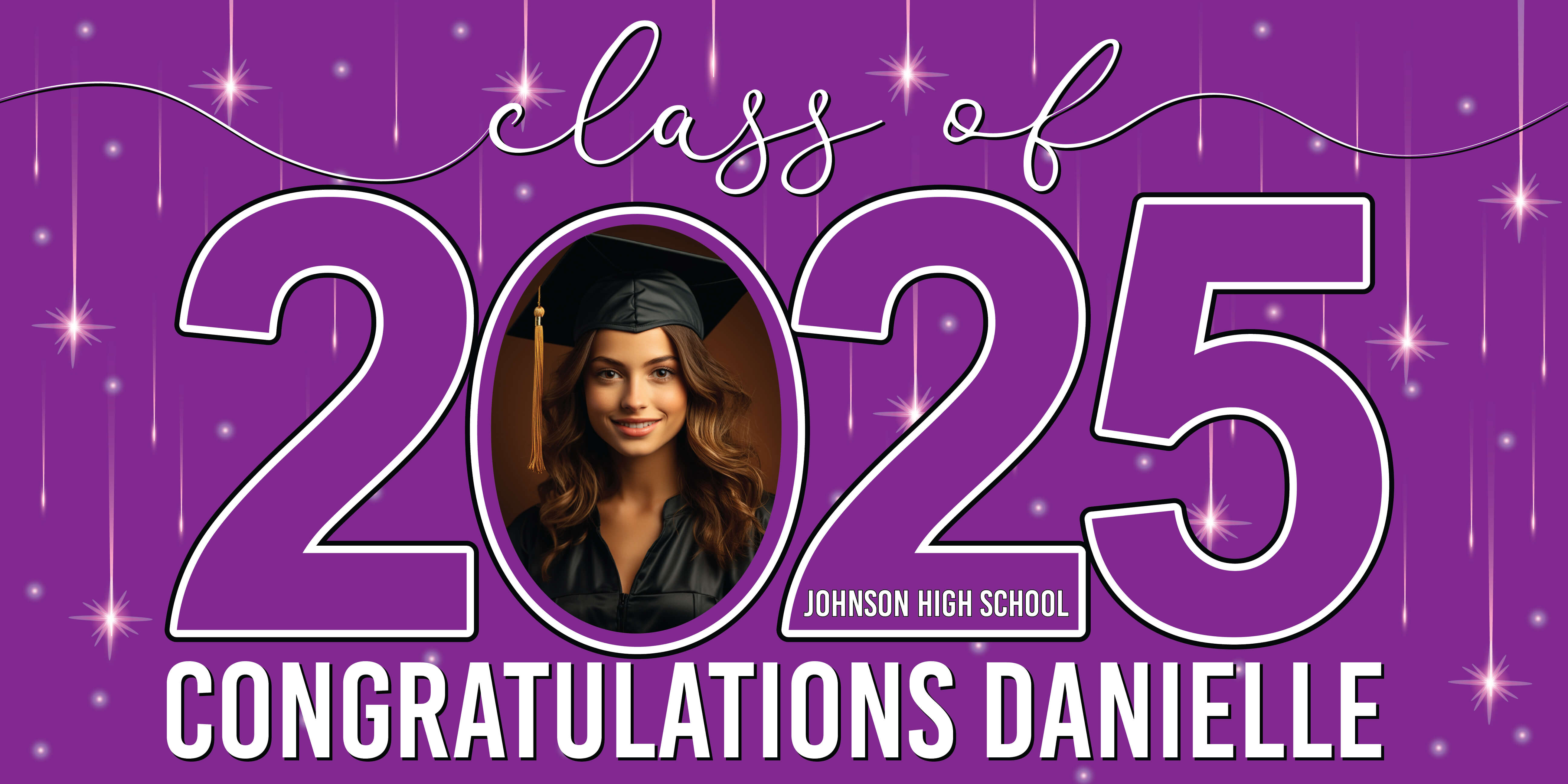Class of 2025 Graduation Congratulations Horizontal Vinyl Banner (Available in Multiple Colors and Sizes)