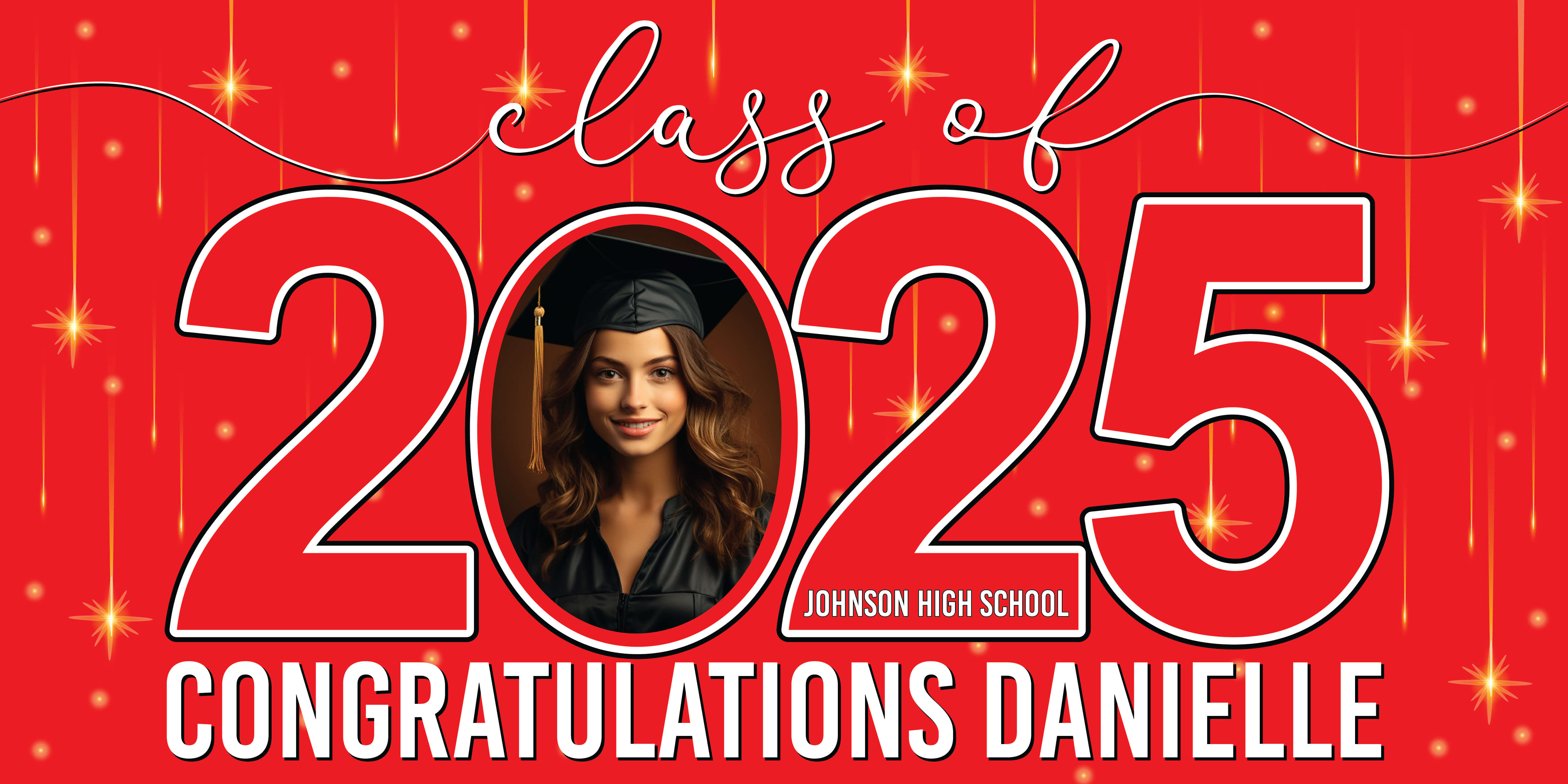 Class of 2025 Graduation Congratulations Horizontal Vinyl Banner (Available in Multiple Colors and Sizes)