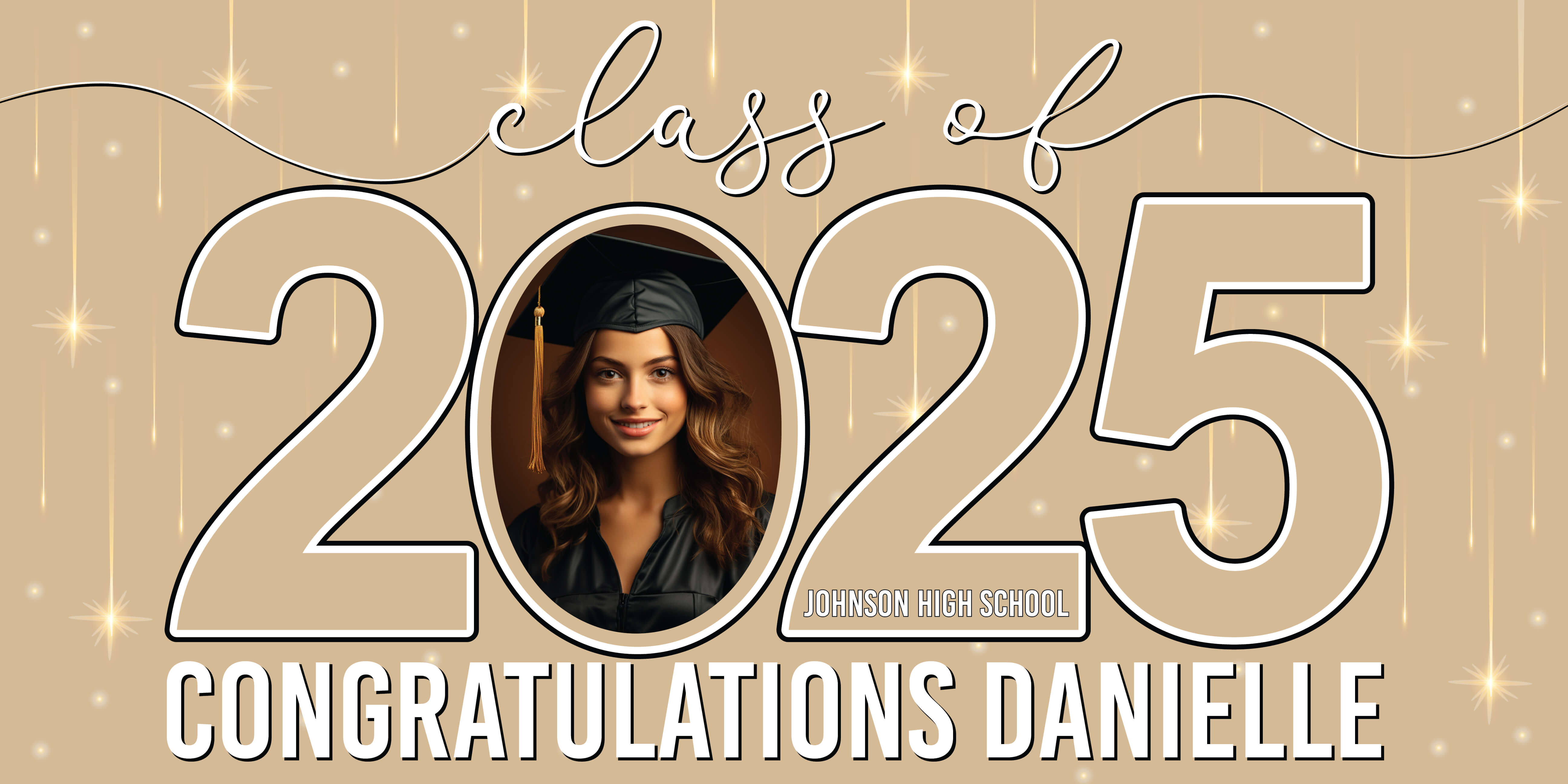 Class of 2025 Graduation Congratulations Horizontal Vinyl Banner (Available in Multiple Colors and Sizes)