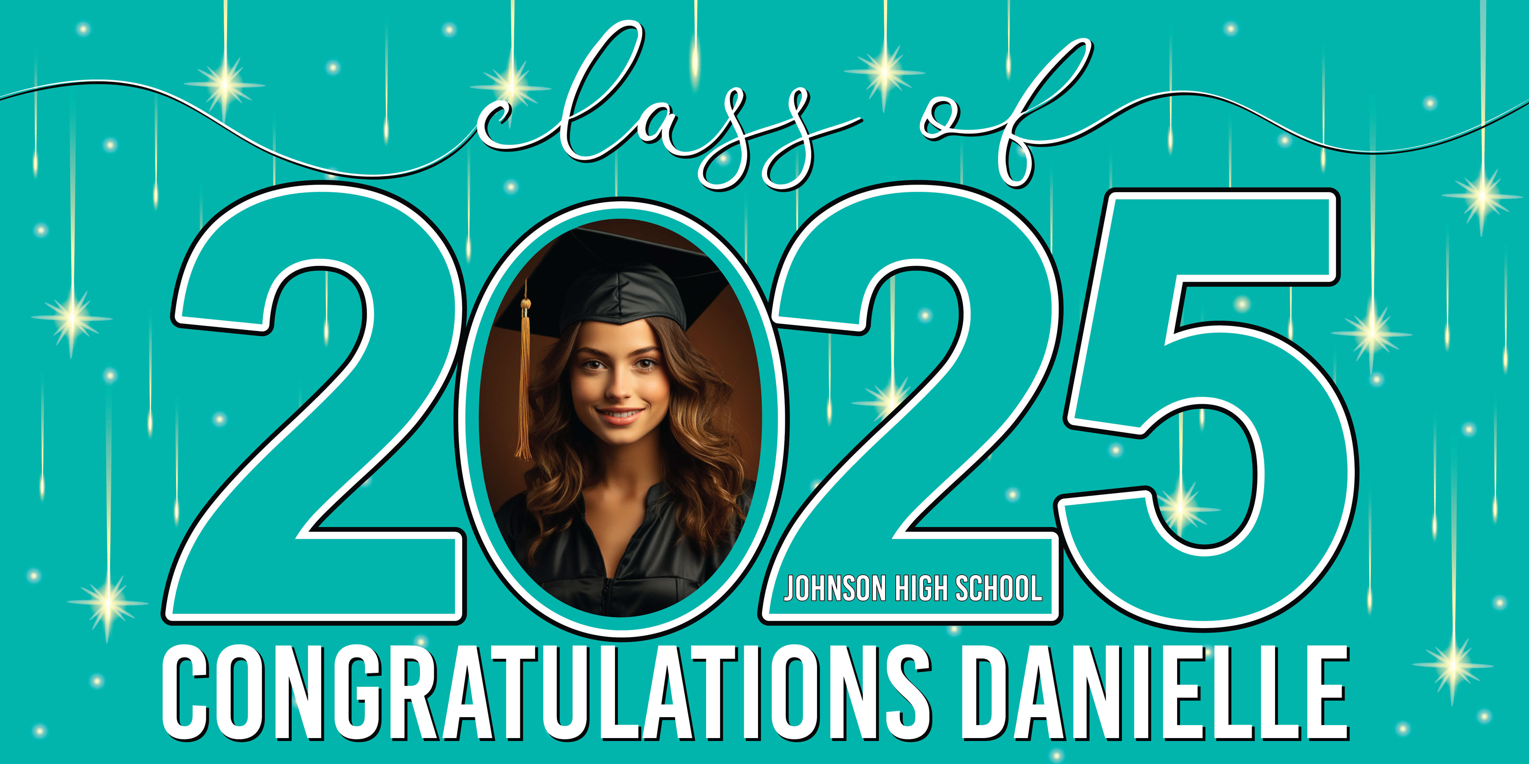 Class of 2025 Graduation Congratulations Horizontal Vinyl Banner (Available in Multiple Colors and Sizes)