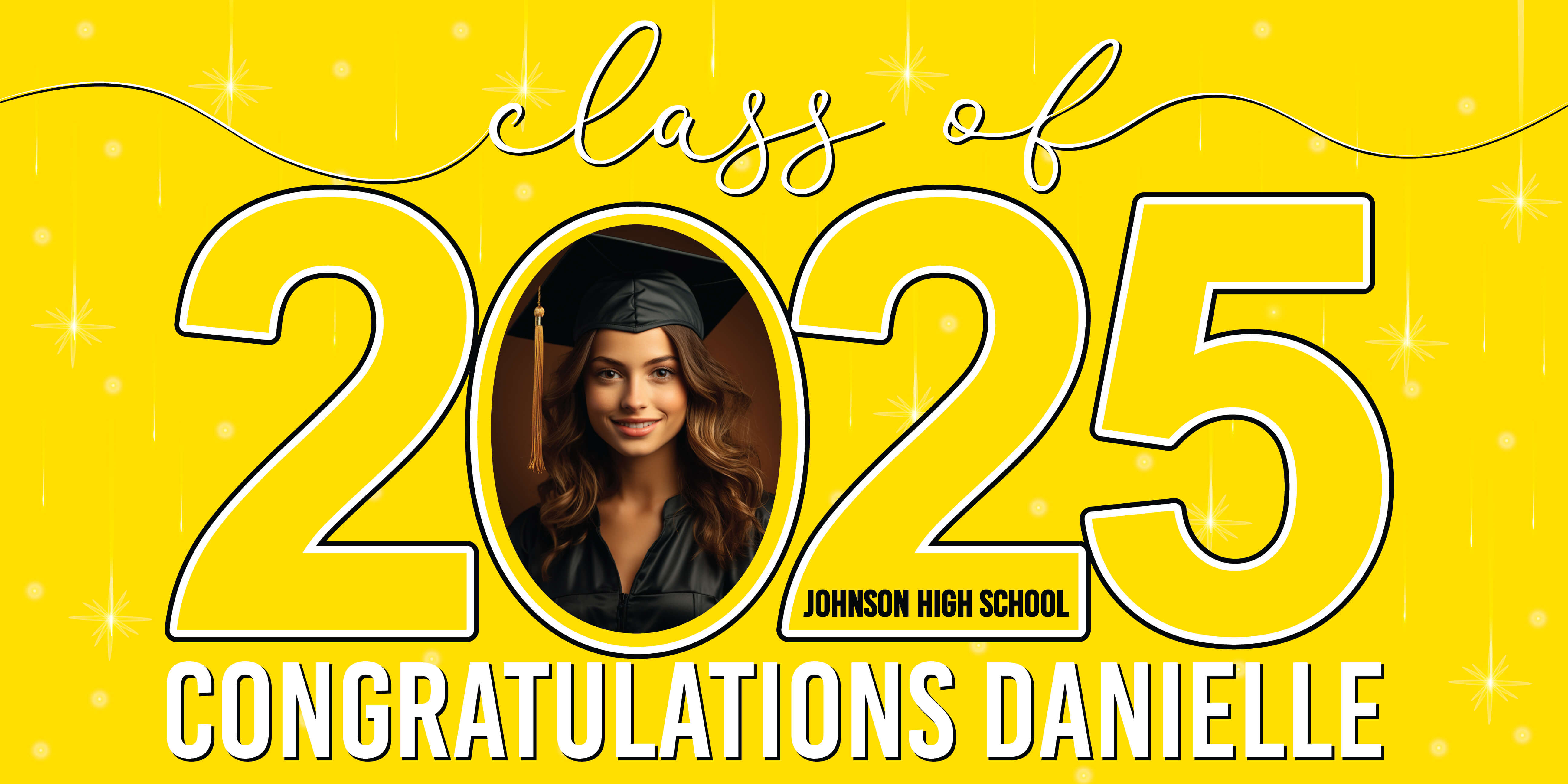 Class of 2025 Graduation Congratulations Horizontal Vinyl Banner (Available in Multiple Colors and Sizes)
