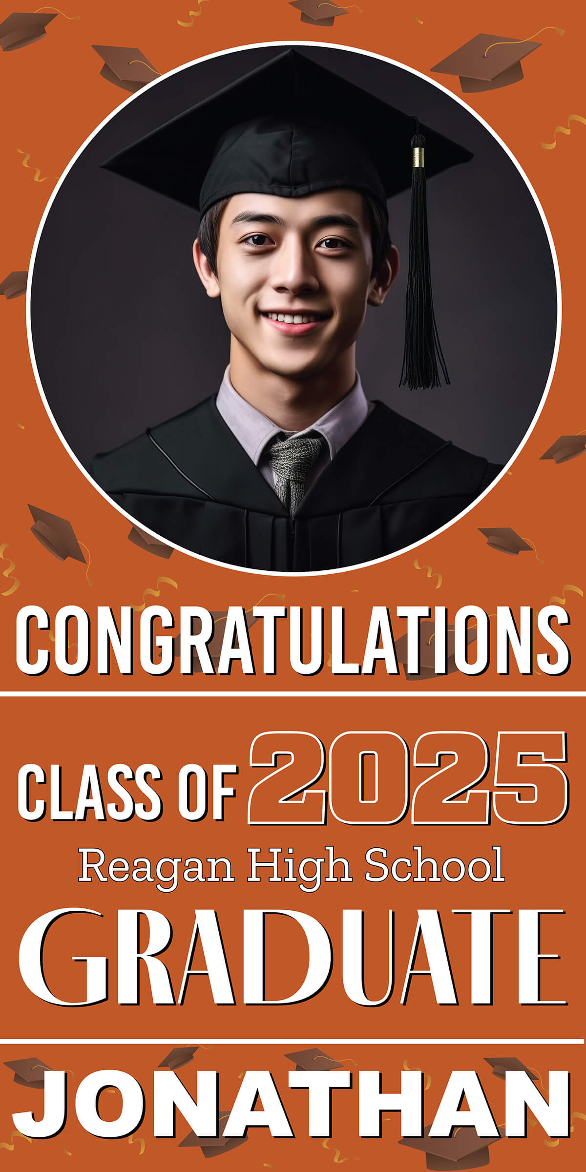 Class of 2026 Graduation Spotlight Vertical Vinyl Banner (Available in Multiple Colors and Sizes)