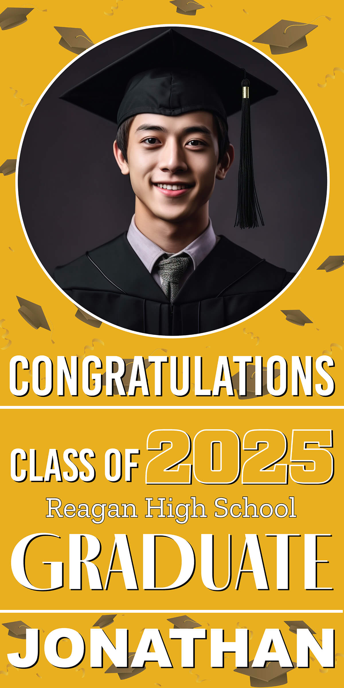 Class of 2026 Graduation Spotlight Vertical Vinyl Banner (Available in Multiple Colors and Sizes)