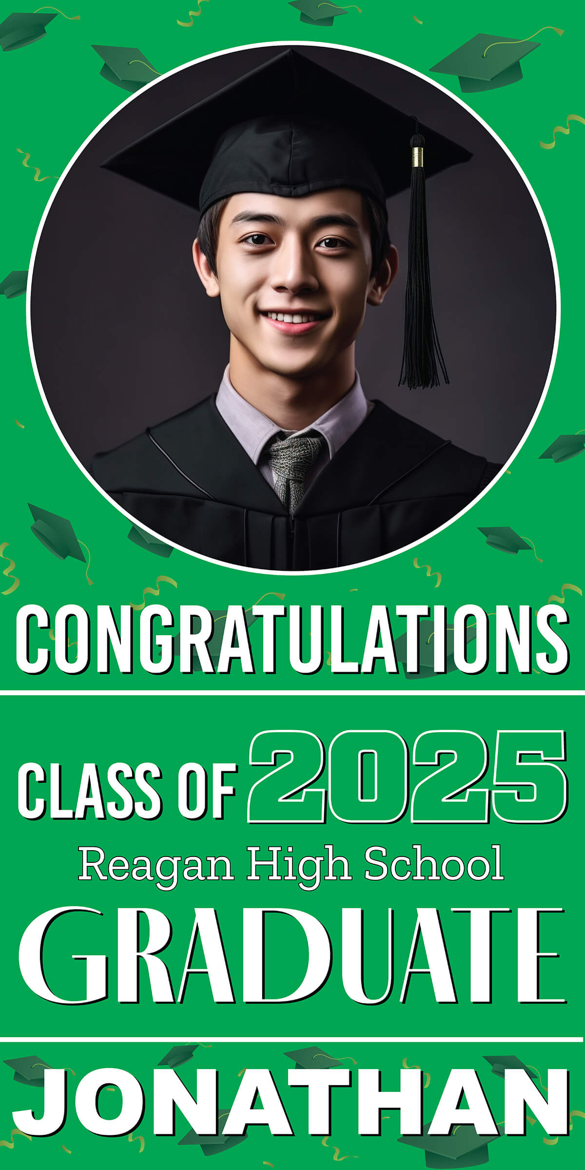 Class of 2026 Graduation Spotlight Vertical Vinyl Banner (Available in Multiple Colors and Sizes)