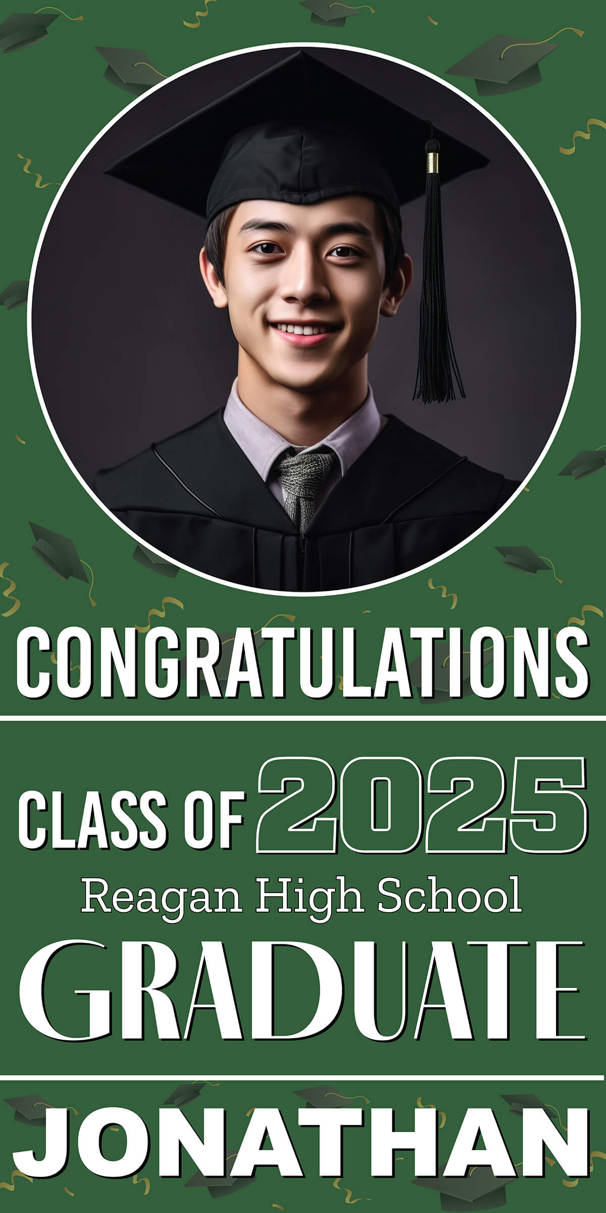 Class of 2026 Graduation Spotlight Vertical Vinyl Banner (Available in Multiple Colors and Sizes)