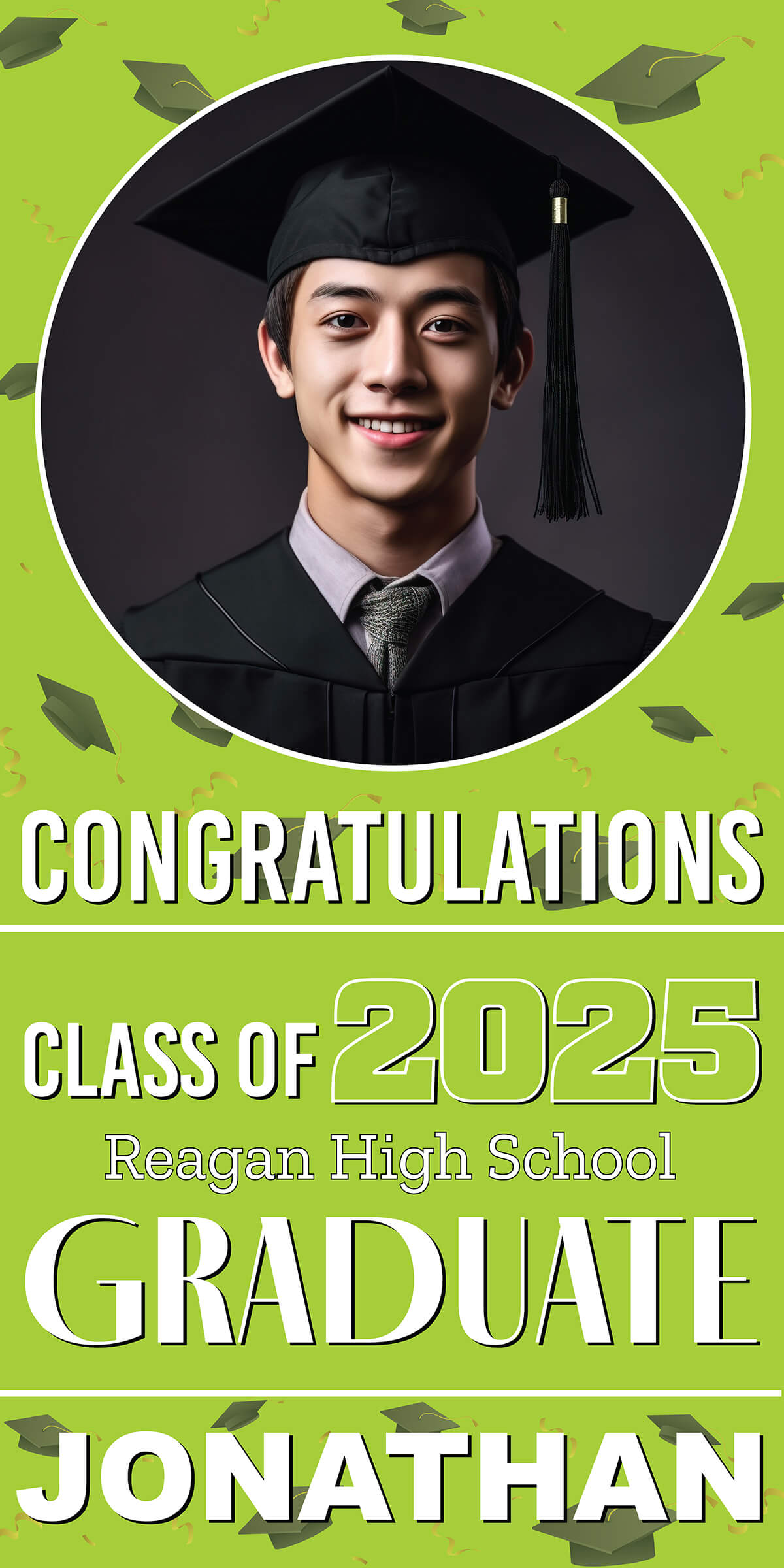 Class of 2026 Graduation Spotlight Vertical Vinyl Banner (Available in Multiple Colors and Sizes)