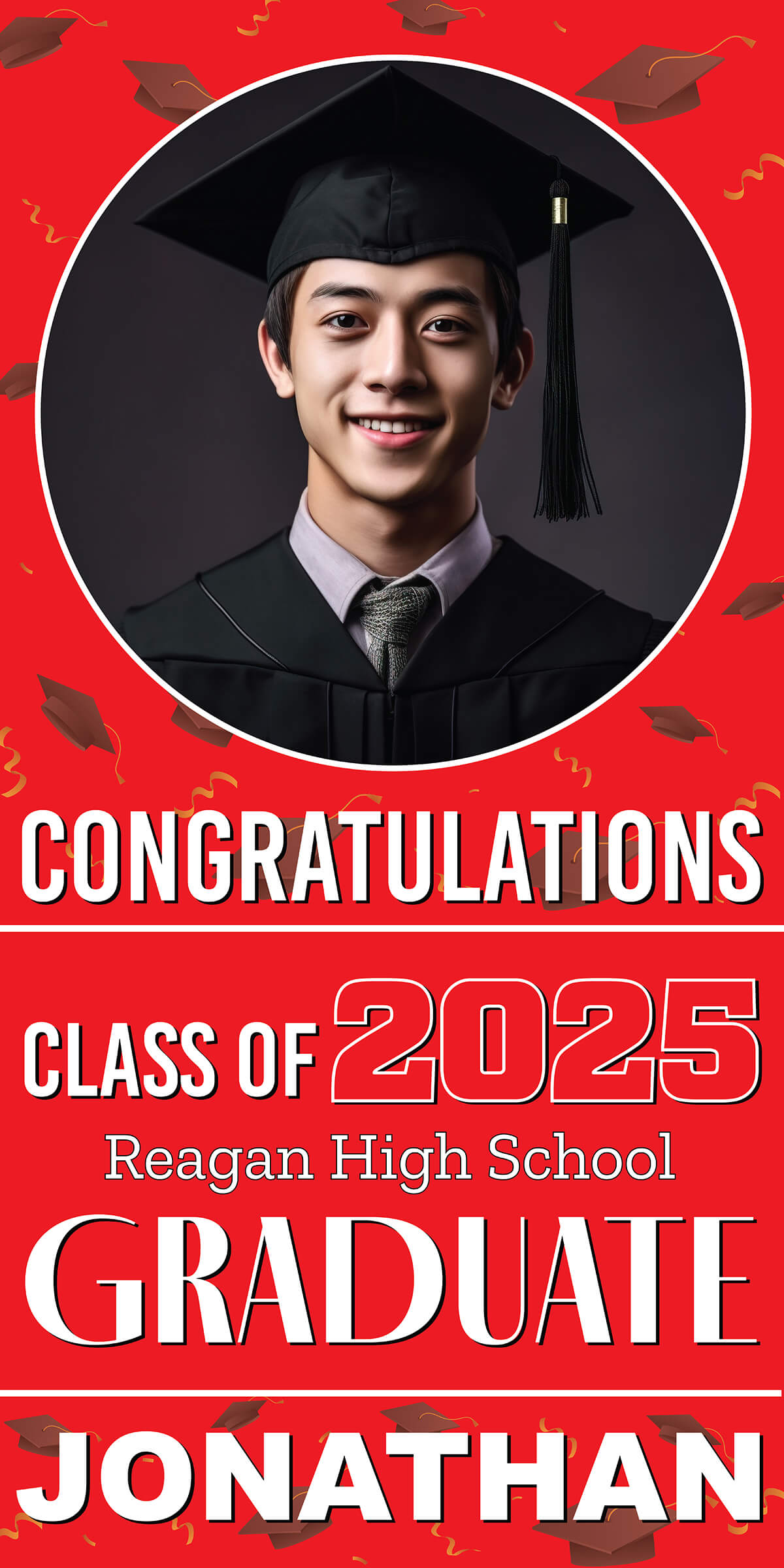 Class of 2026 Graduation Spotlight Vertical Vinyl Banner (Available in Multiple Colors and Sizes)