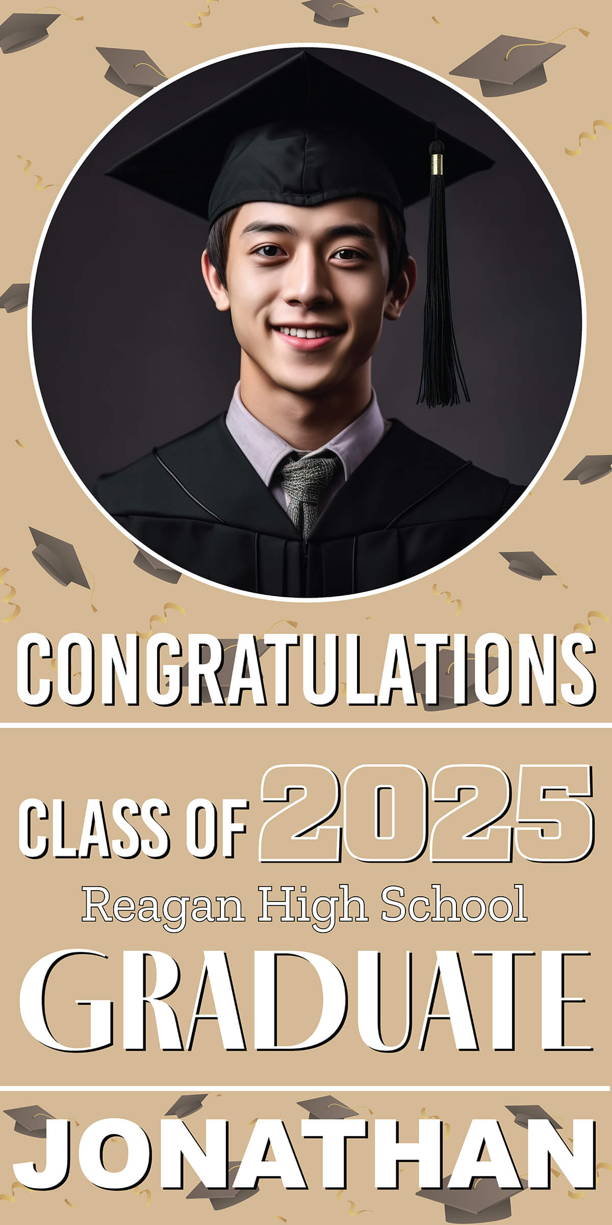 Class of 2026 Graduation Spotlight Vertical Vinyl Banner (Available in Multiple Colors and Sizes)