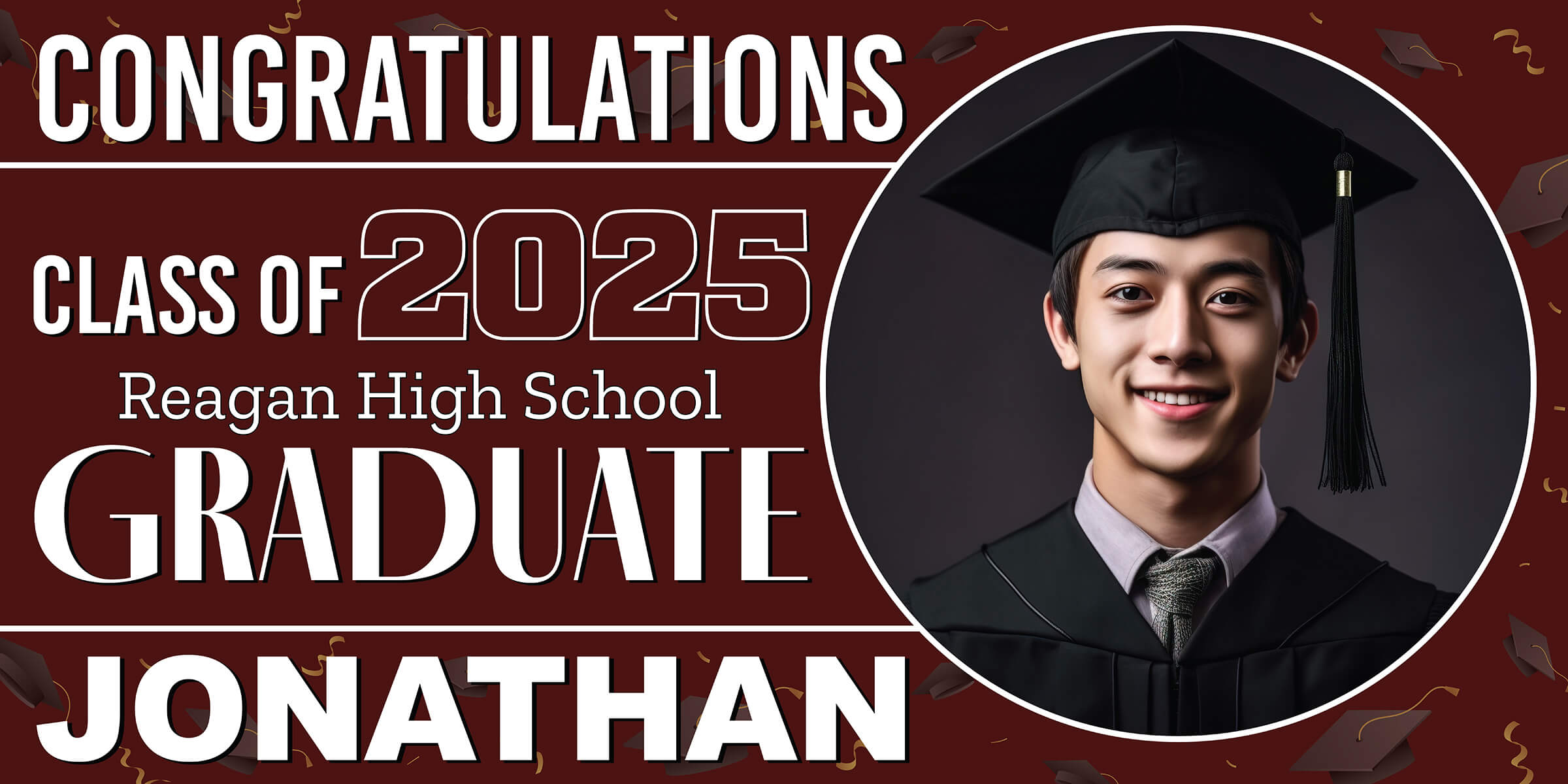 Class of 2026 Graduation Spotlight Horizontal Vinyl Banner (Available in Multiple Colors and Sizes)