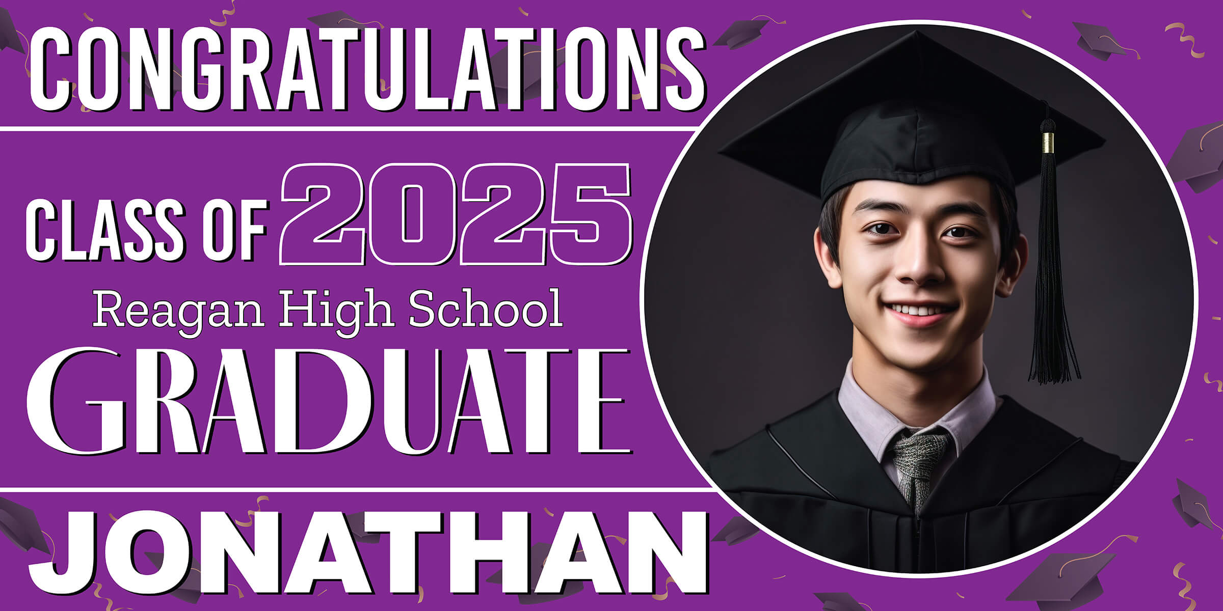 Class of 2026 Graduation Spotlight Horizontal Vinyl Banner (Available in Multiple Colors and Sizes)