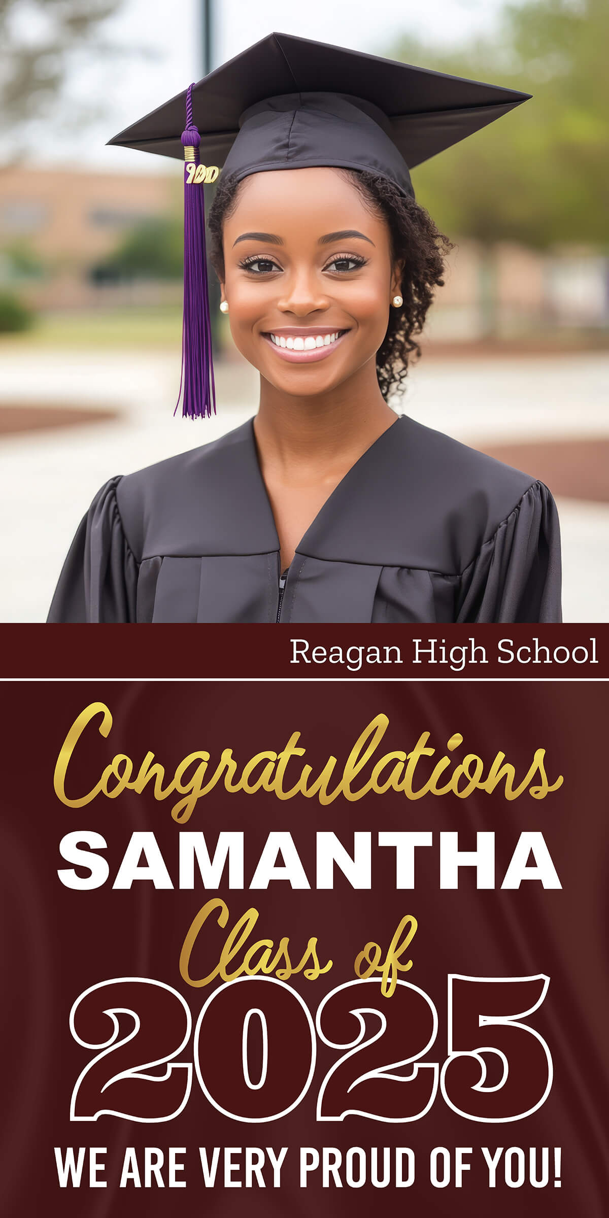 Class of 2025 Graduation Prestige Vertical Vinyl Banner (Available in Multiple Colors and Sizes)