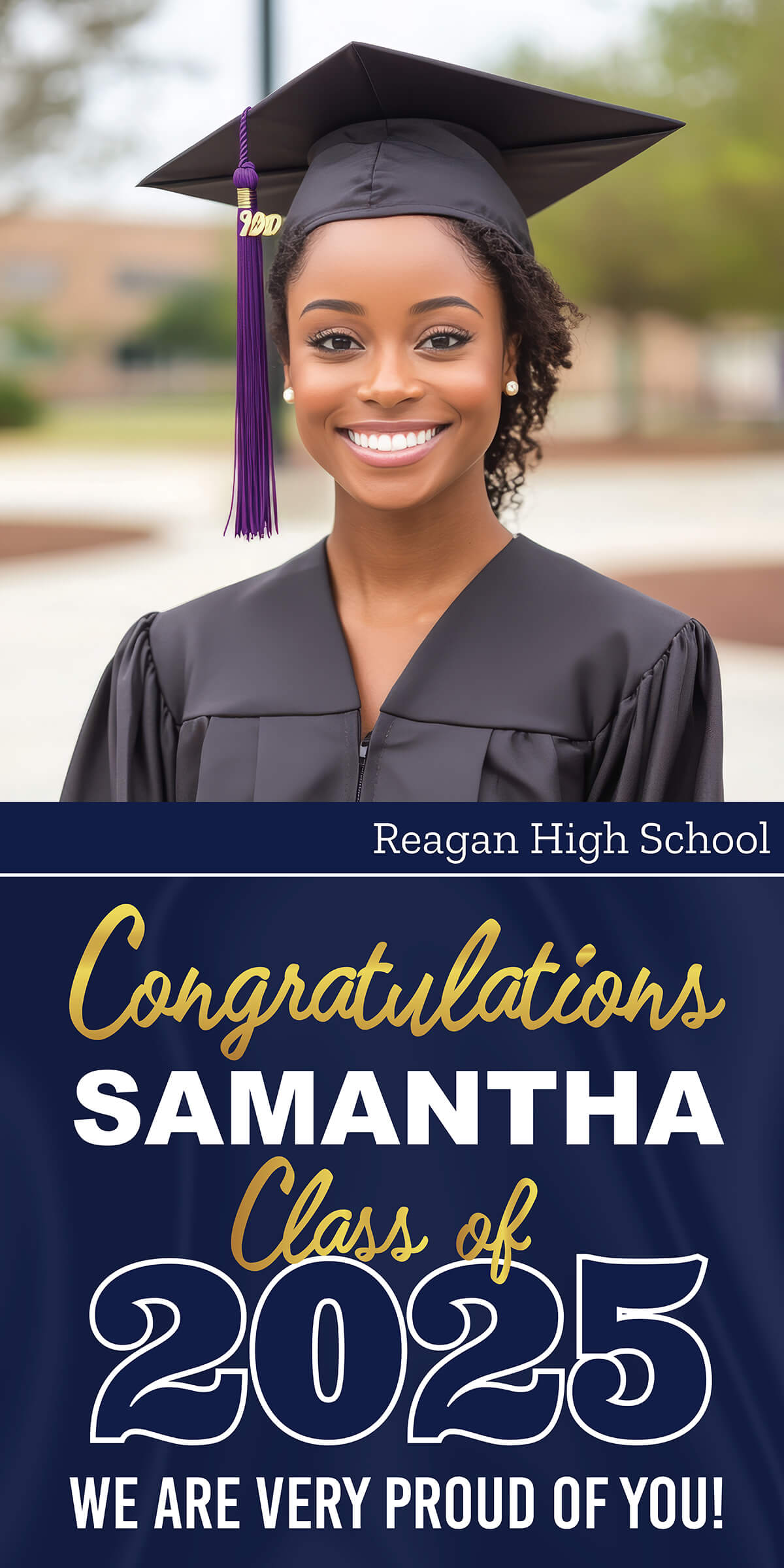 Class of 2025 Graduation Prestige Vertical Vinyl Banner (Available in Multiple Colors and Sizes)