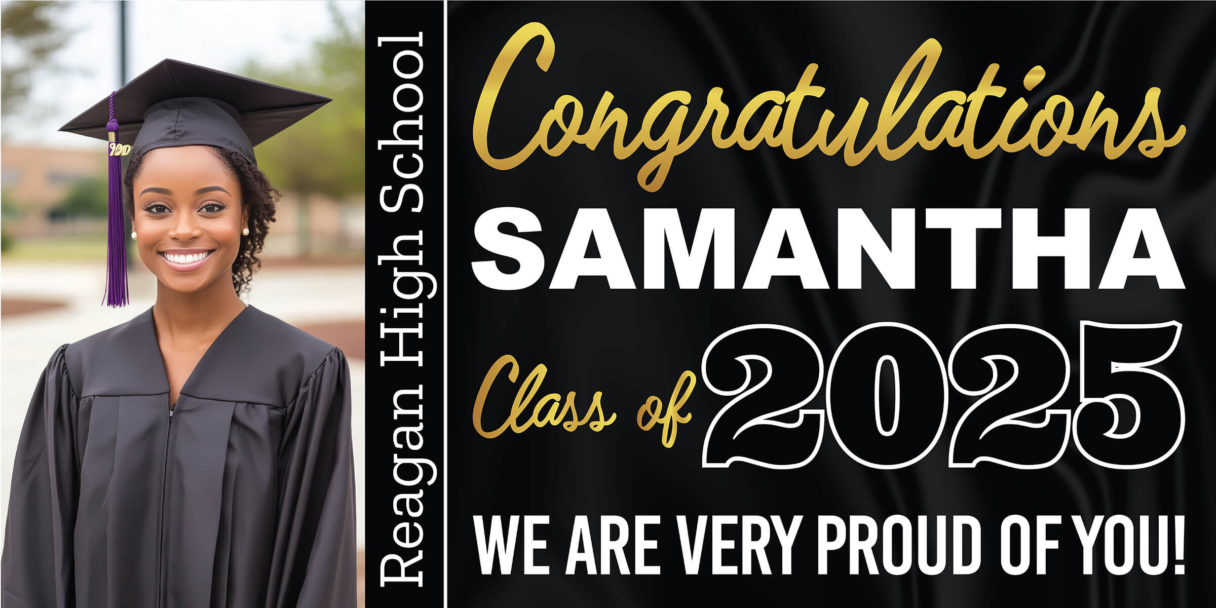 Class of 2025 Graduation Prestige Horizontal Vinyl Banner (Available in Multiple Colors and Sizes)