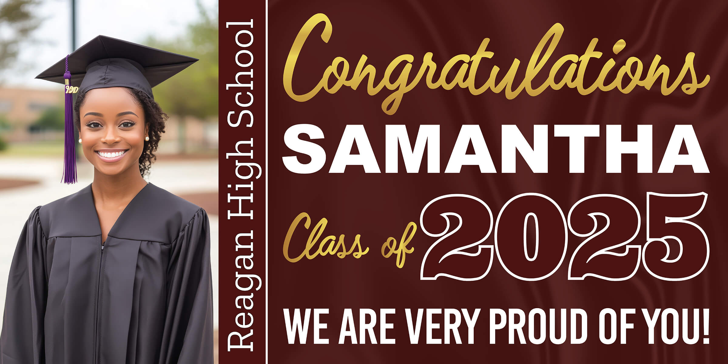 Class of 2025 Graduation Prestige Horizontal Vinyl Banner (Available in Multiple Colors and Sizes)