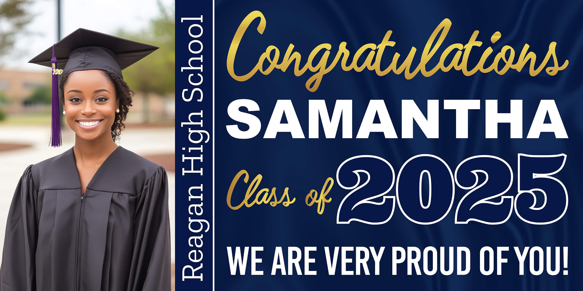 Class of 2025 Graduation Prestige Horizontal Vinyl Banner (Available in Multiple Colors and Sizes)