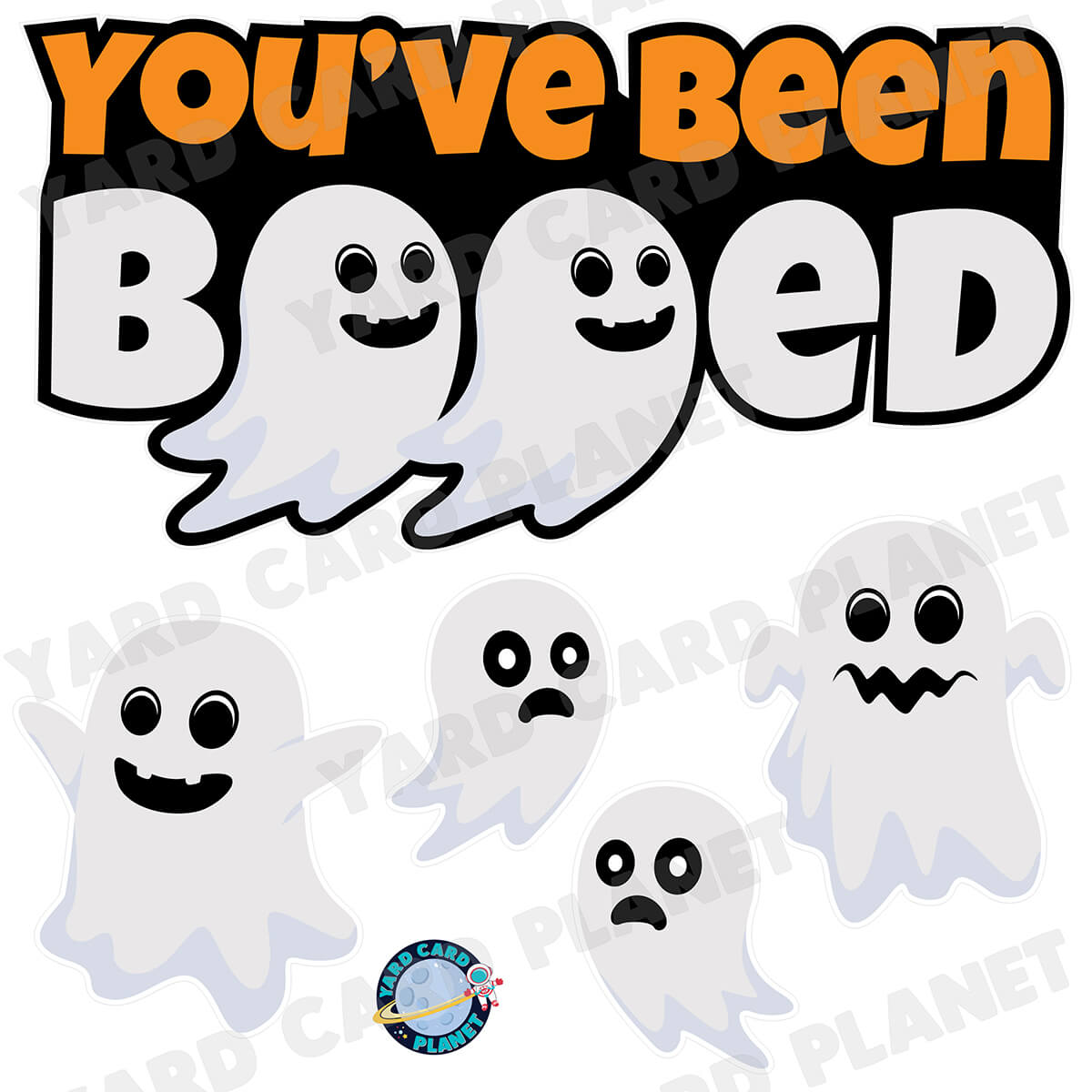 You've Been Booed EZ Quick Sign and Halloween Ghosts Half Sheet Yard Card Flair Set