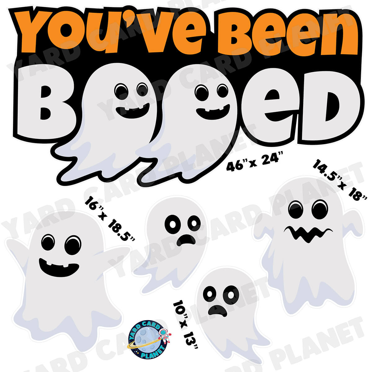 You've Been Booed EZ Quick Sign and Halloween Ghosts Half Sheet Yard Card Flair Set