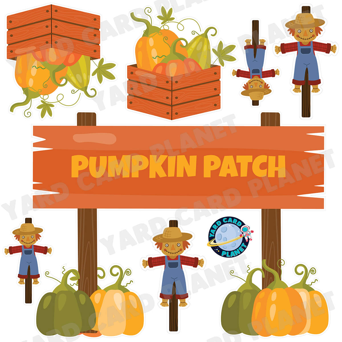 Fall Pumpkin Patch Half Sheet EZ Quick Sign and Yard Card Flair Set