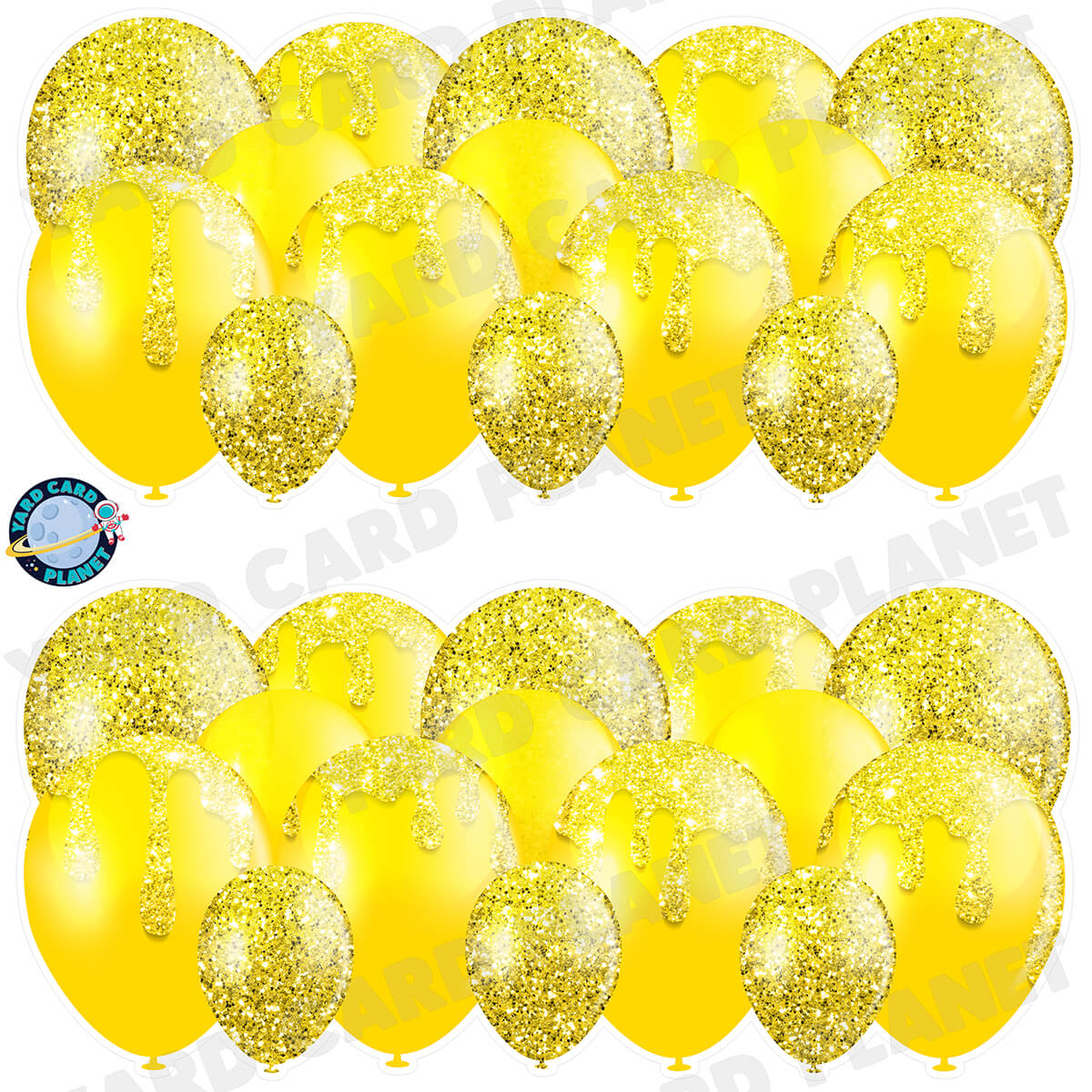 Yellow Glitter Balloon Panels Half Sheet Yard Card Set