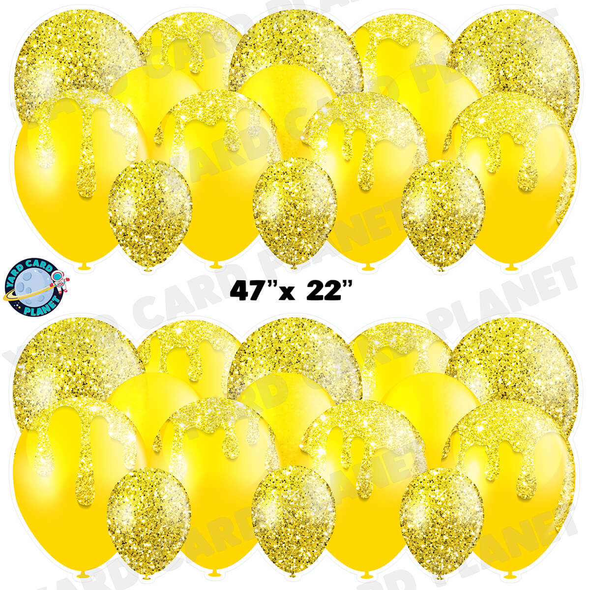 Yellow Glitter Balloon Panels Half Sheet Yard Card Set