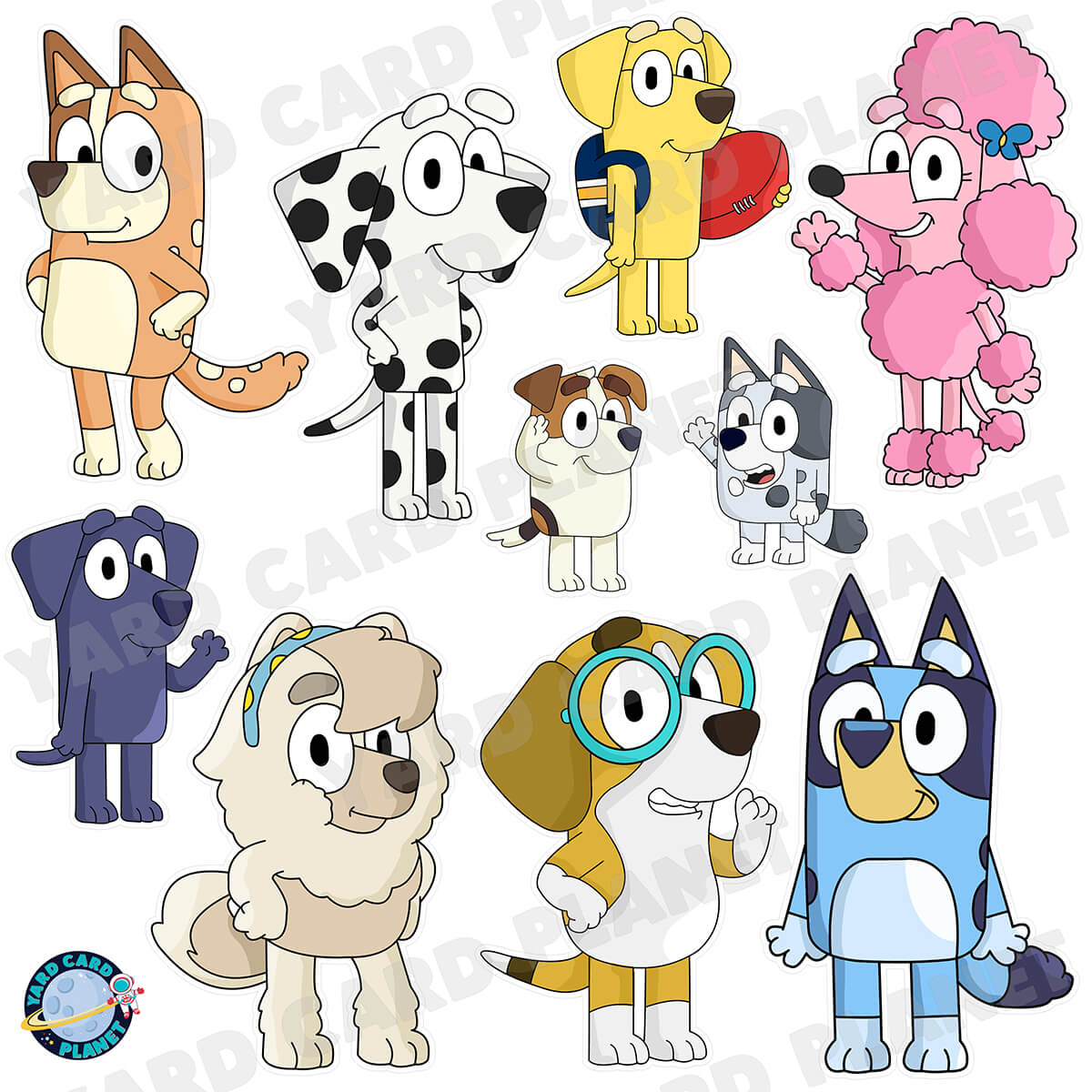 Playful Blue Pup Party Half Sheet Yard Card Flair Set