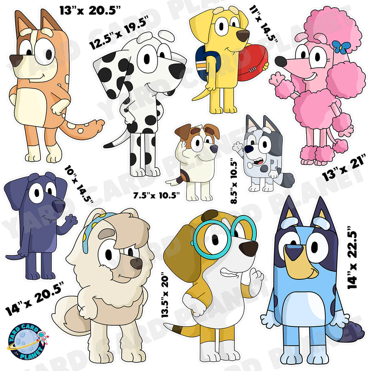 Playful Blue Pup Party Half Sheet Yard Card Flair Set